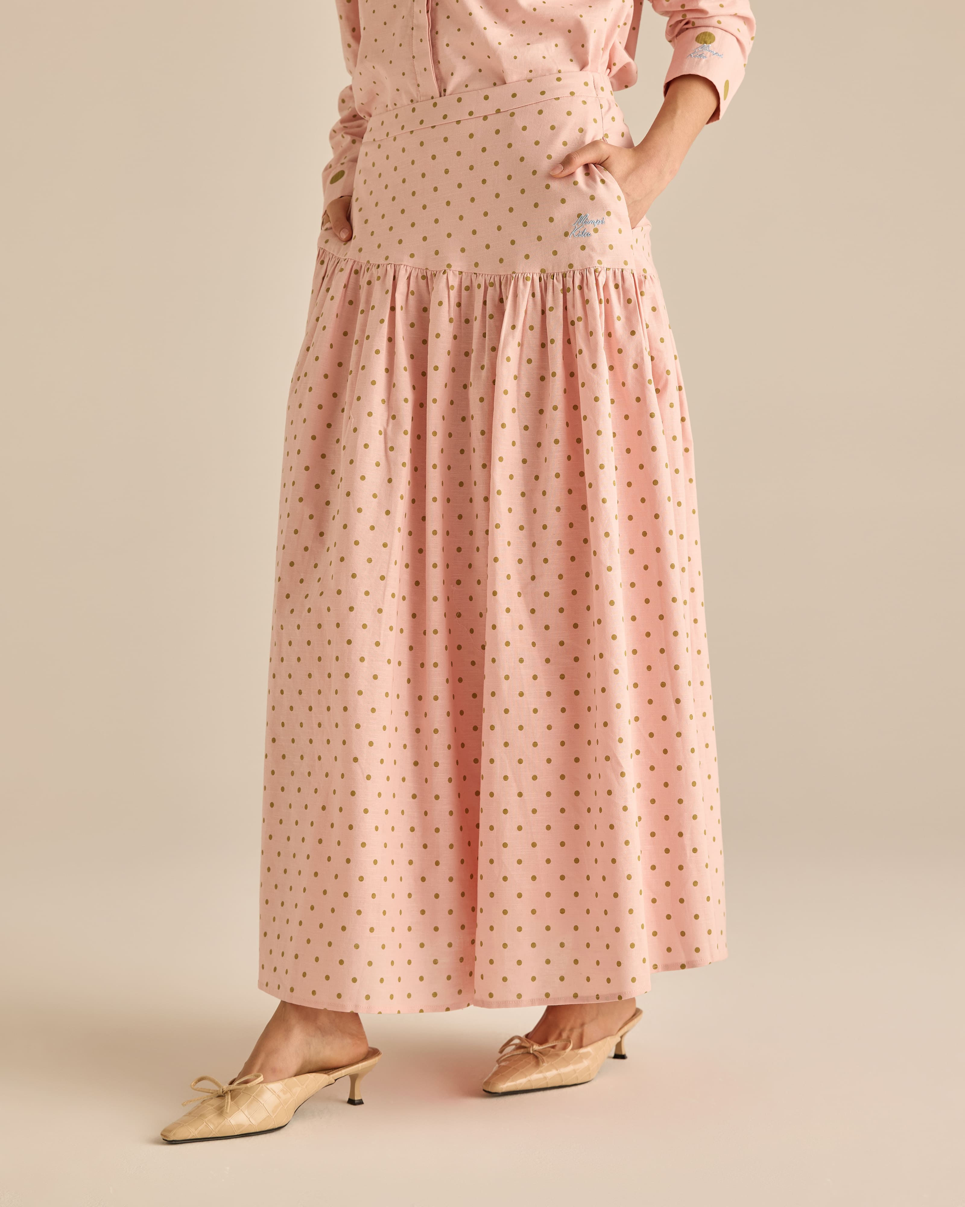 Kittie Dusty Pink Polka Dot Skirt