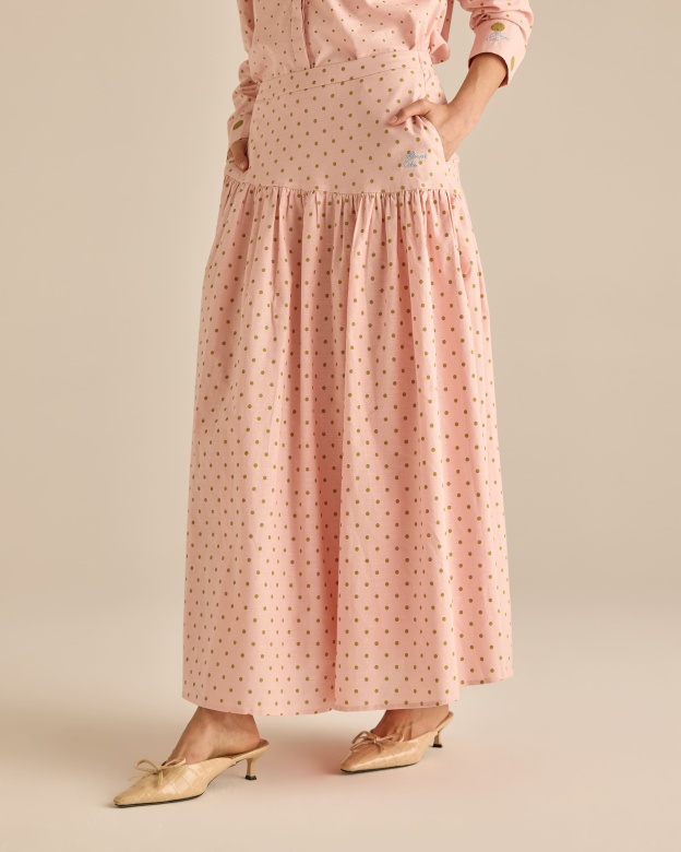 Kittie Dusty Pink Polka Dot Skirt