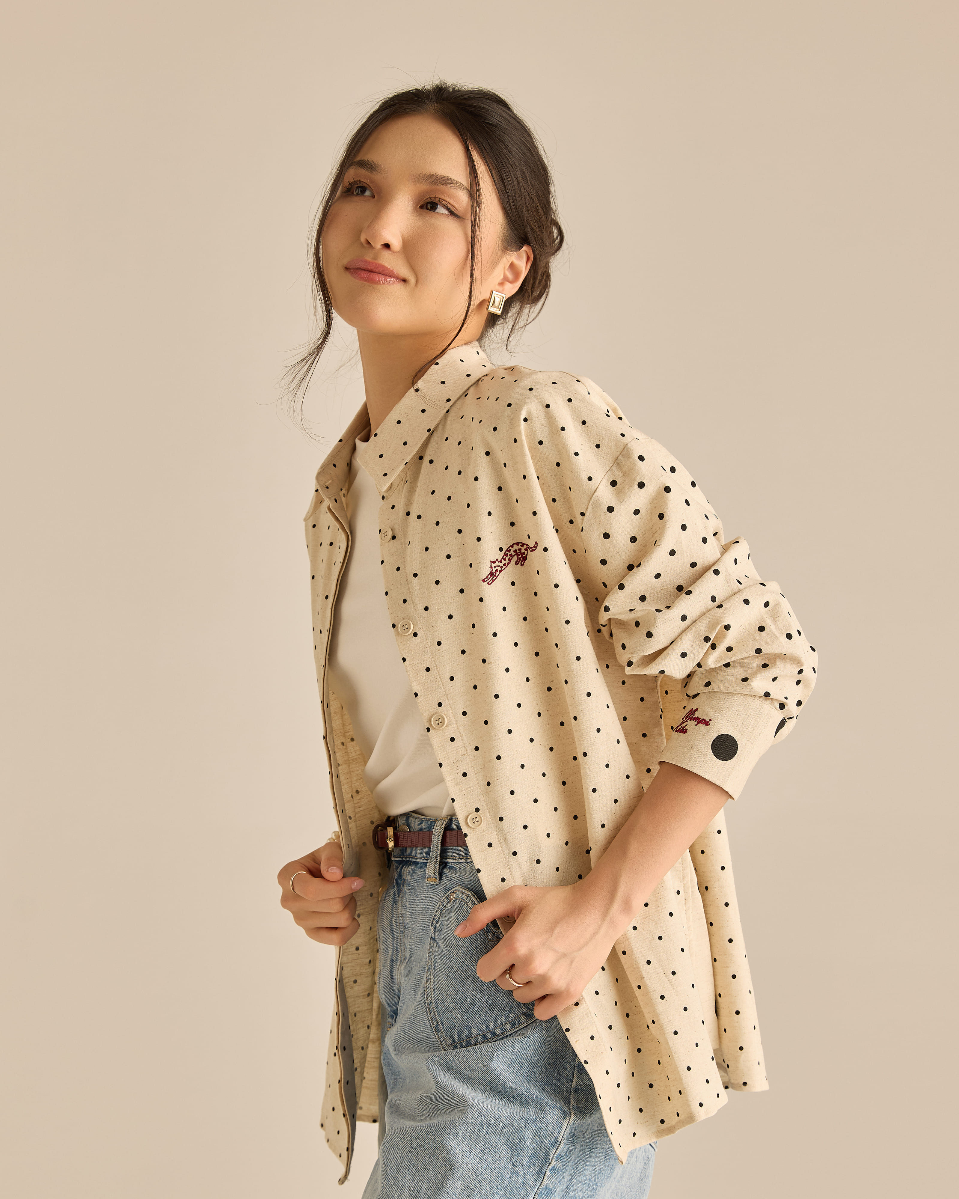 Kittie Khaki Polka Dot Shirt