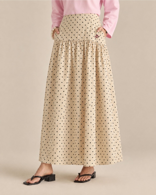 Kittie Khaki Polka Dot Skirt