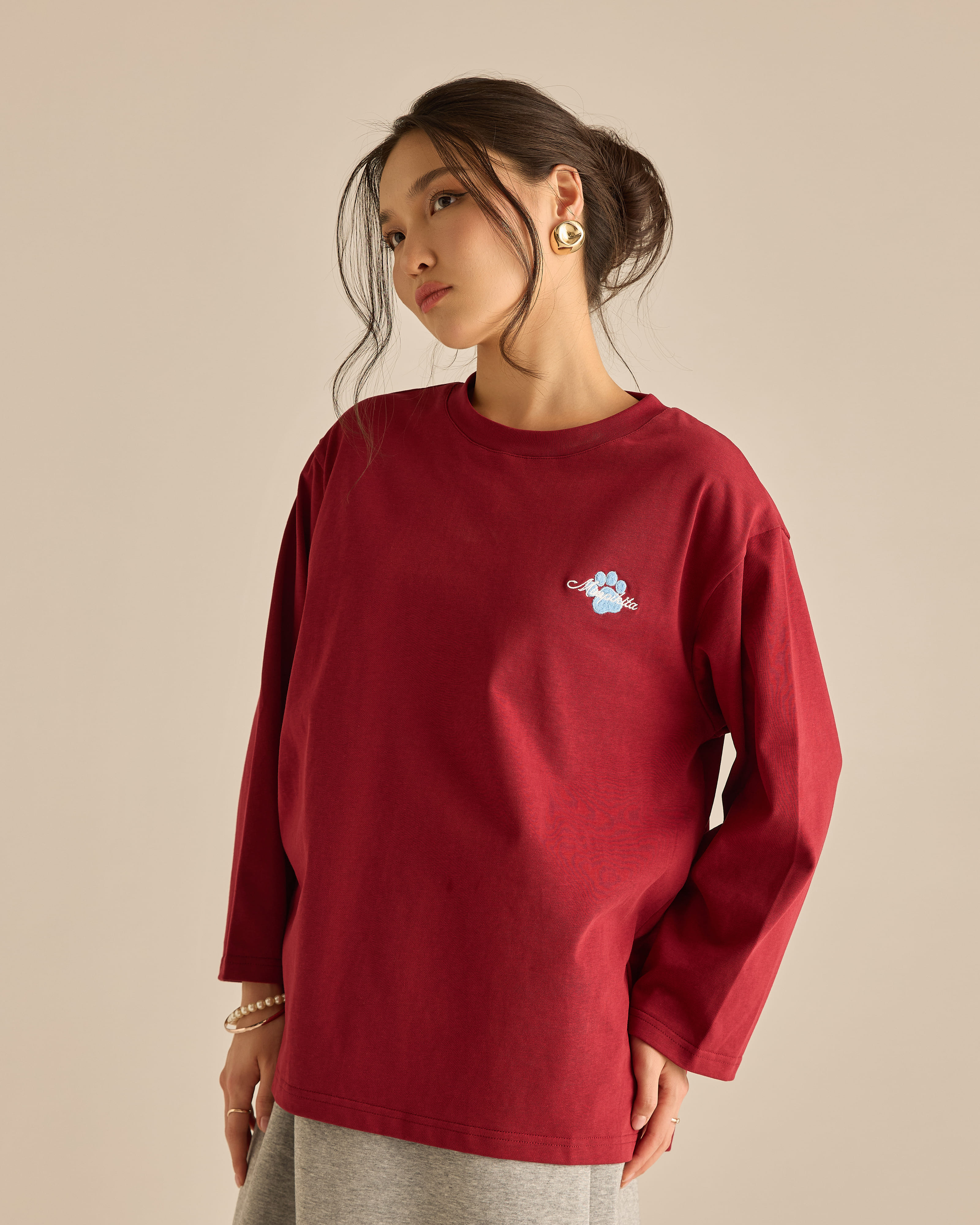 Catmom Maroon Long Sleeve T-Shirt