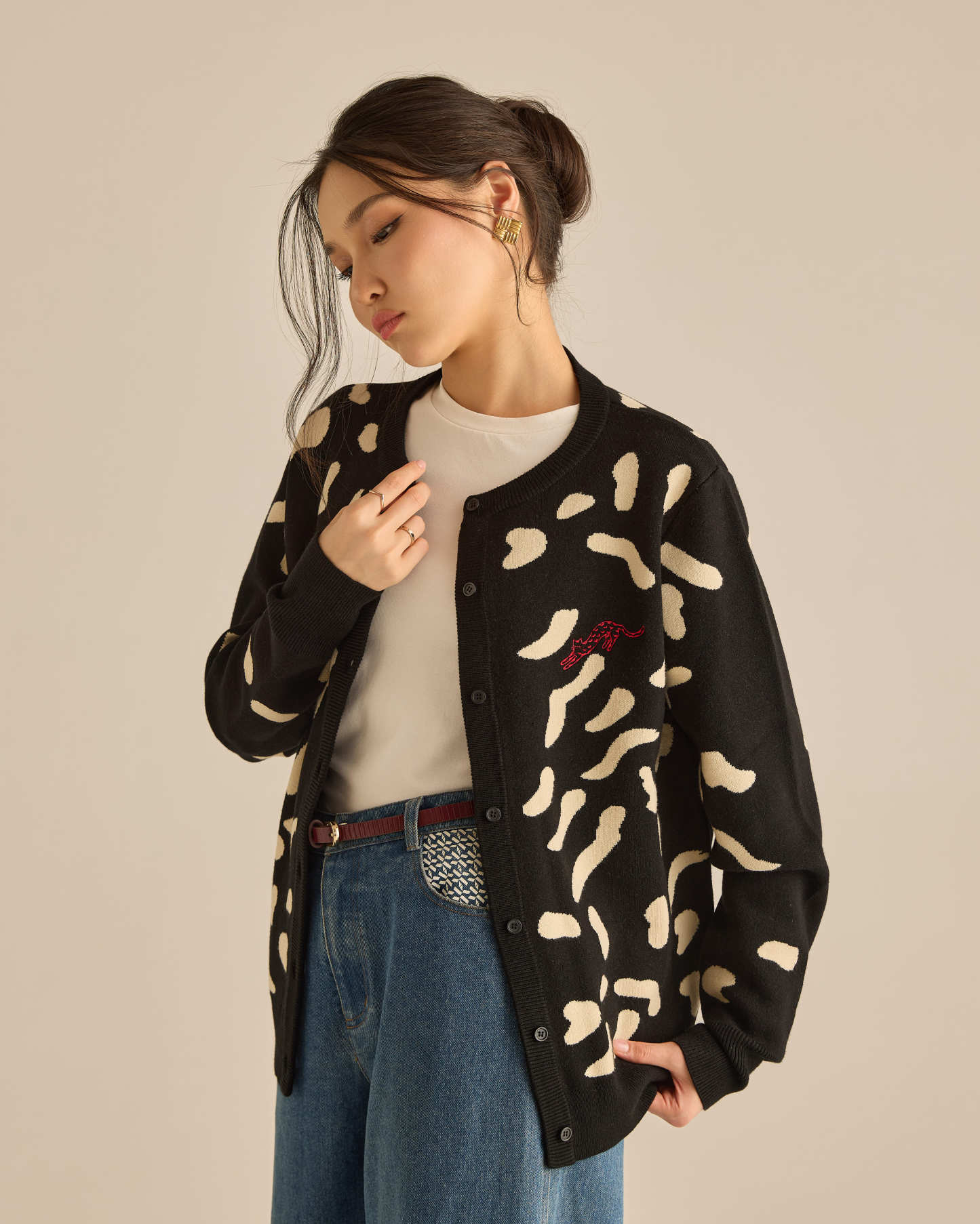 Purrdy Black Knitted Cardigan