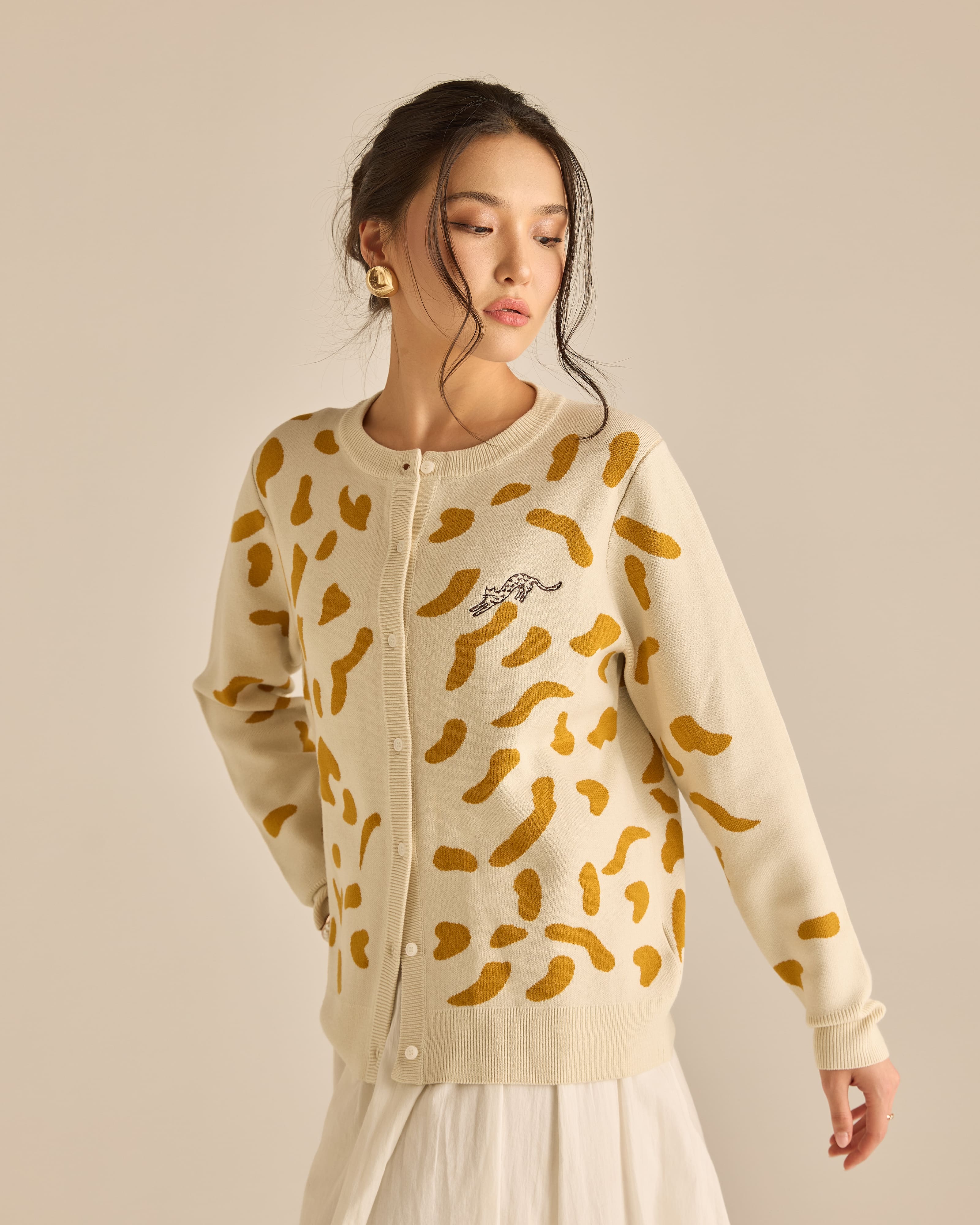 Purrdy Cream Knitted Cardigan