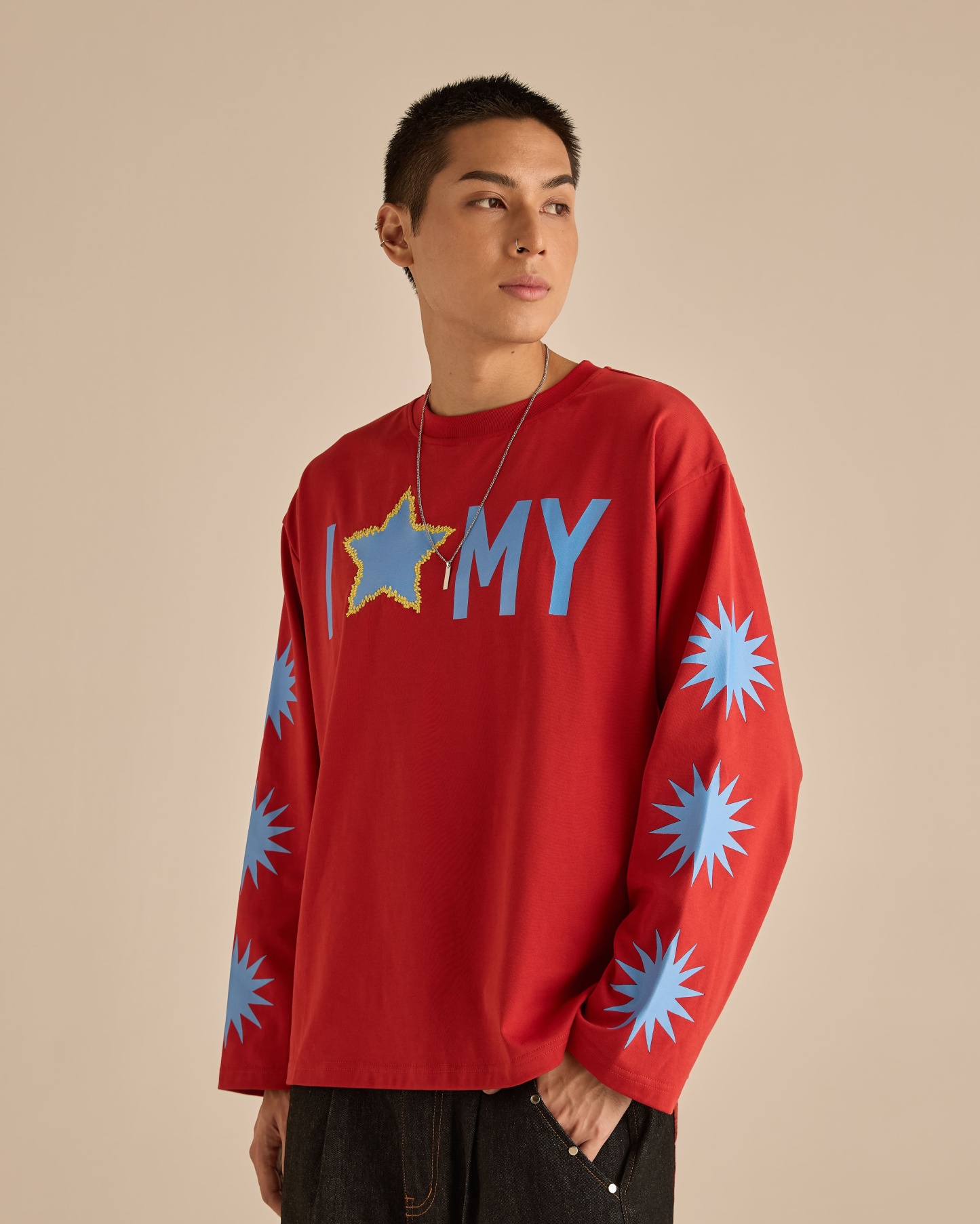 Warga Red Graphic Long Sleeve T-Shirt