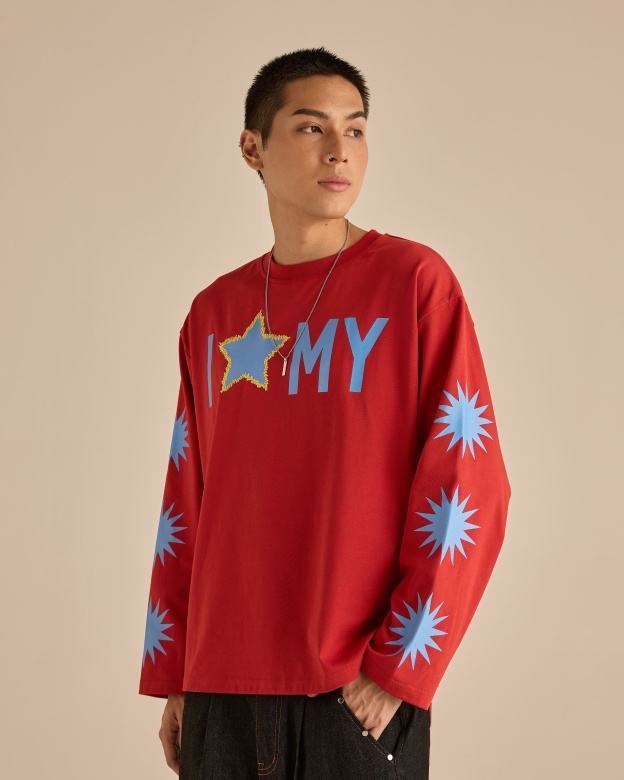 Warga Red Graphic Long Sleeve T-Shirt