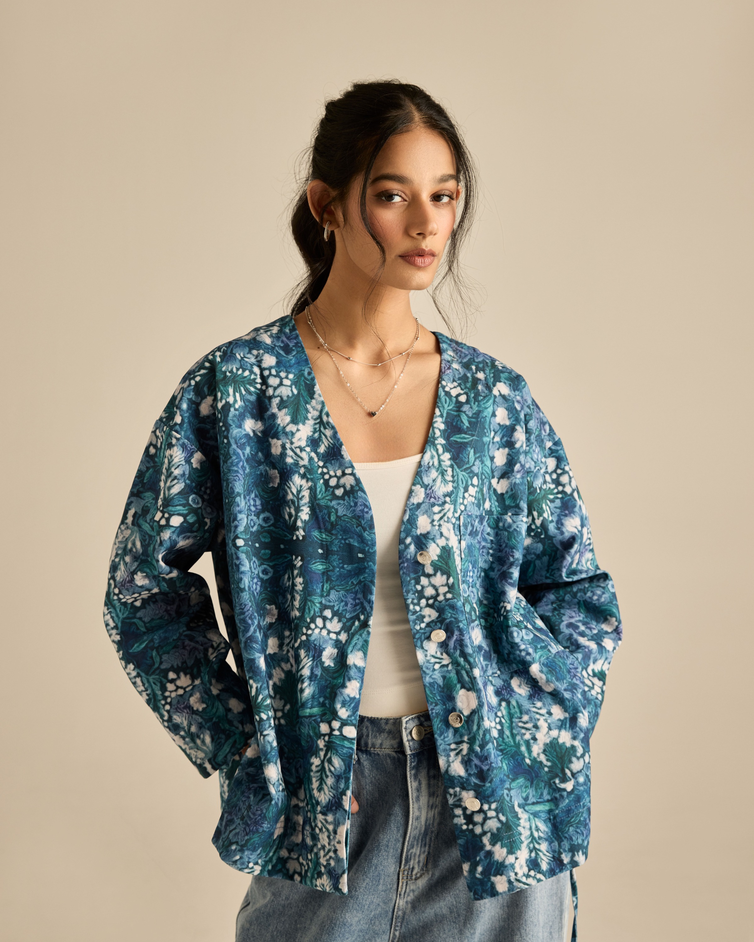 Esme Blue Printed Cotton Kimono