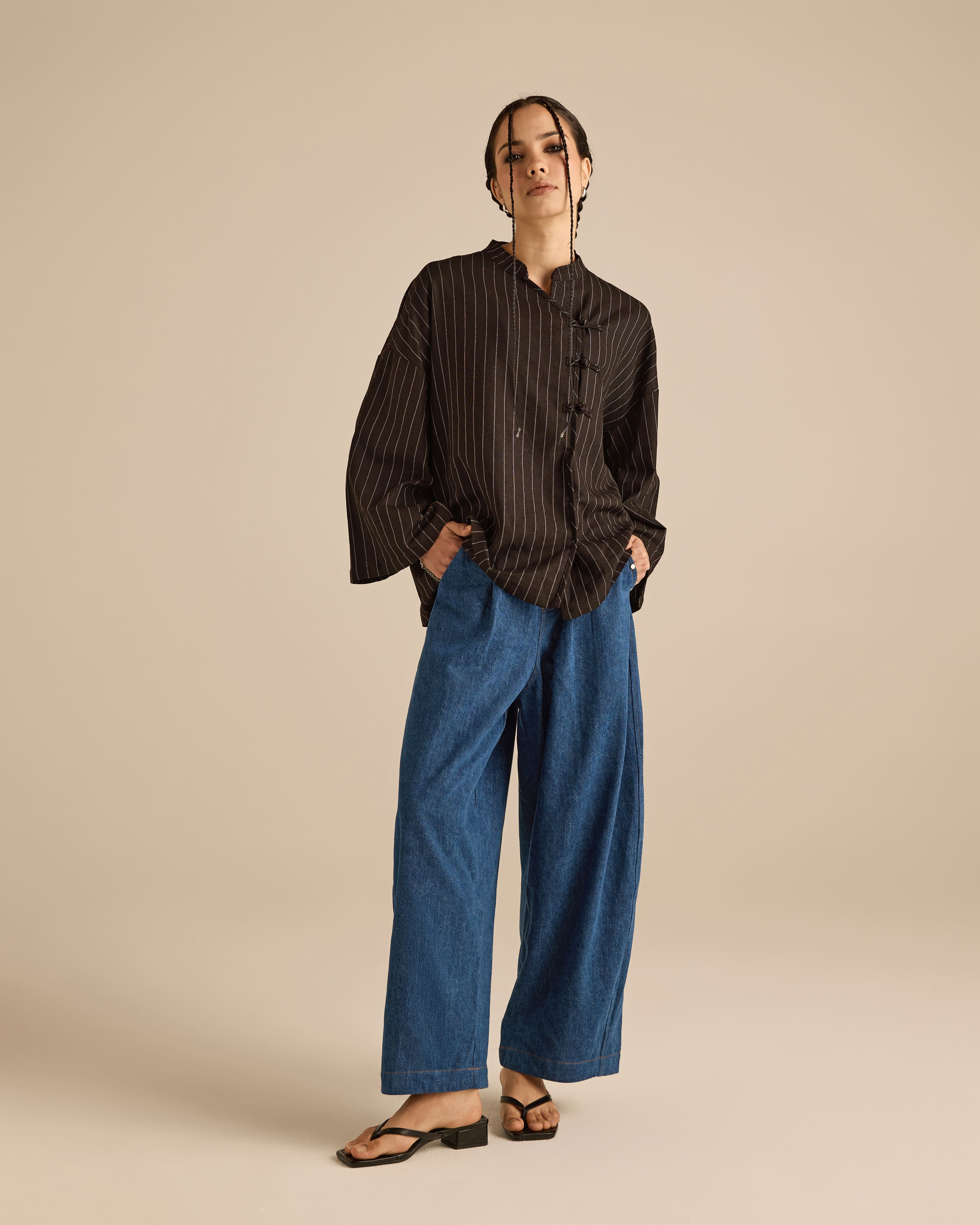Nadra Black Stripe Boxy Top