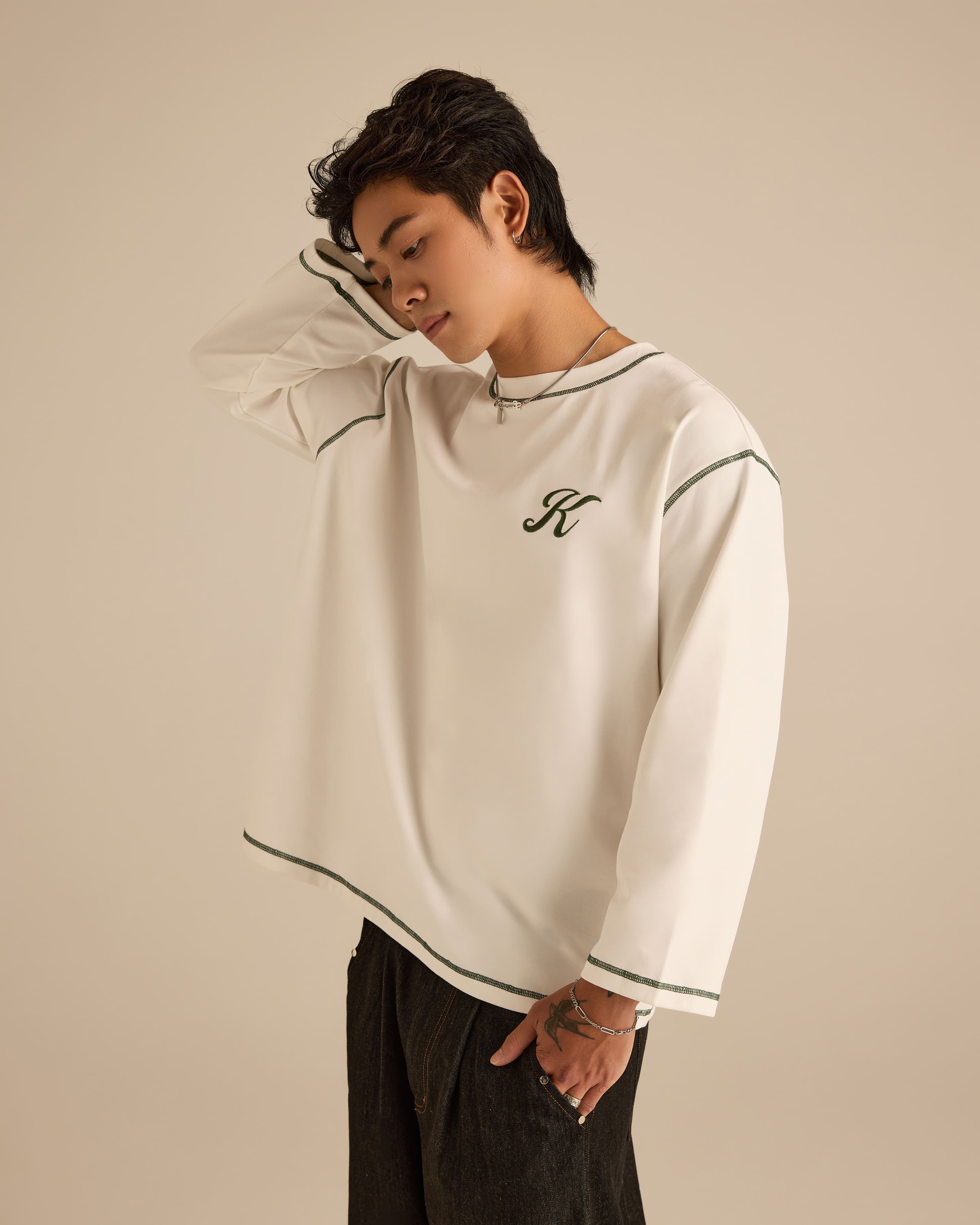 Signature Off White Long Sleeve T-Shirt