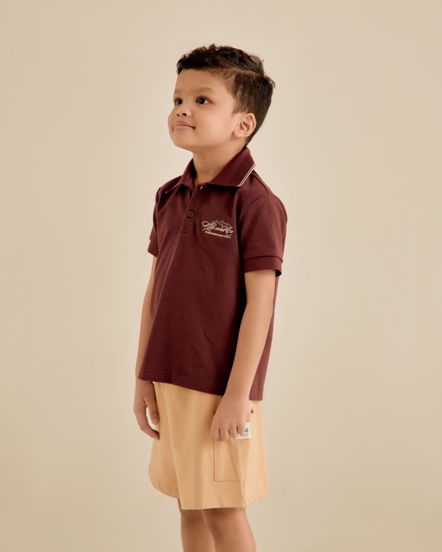 Mini Signature Maroon Regular Fit Polo Shirt