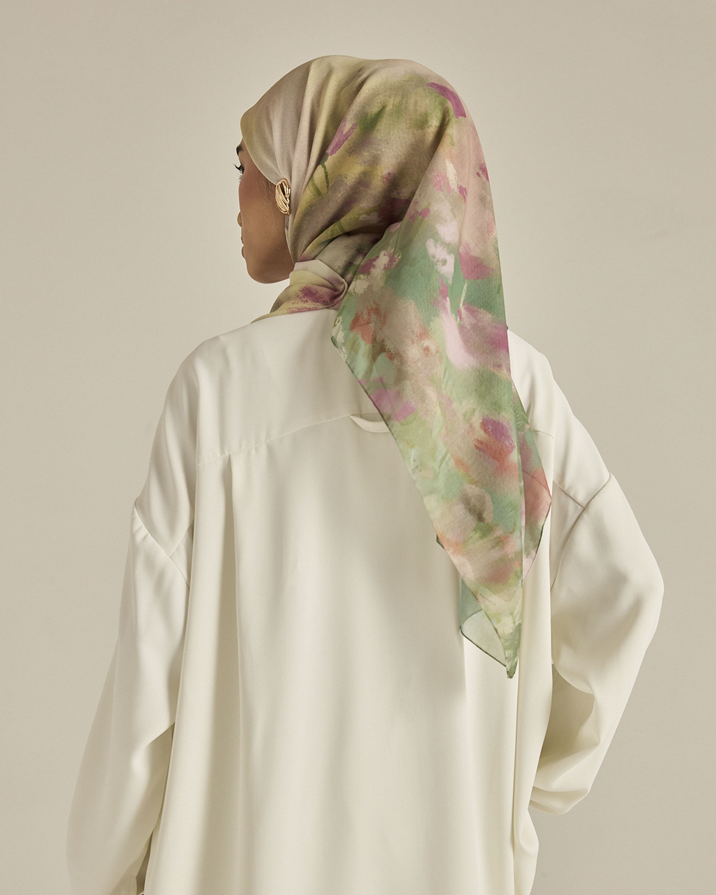 Ethereal Green Square Voile Scarf