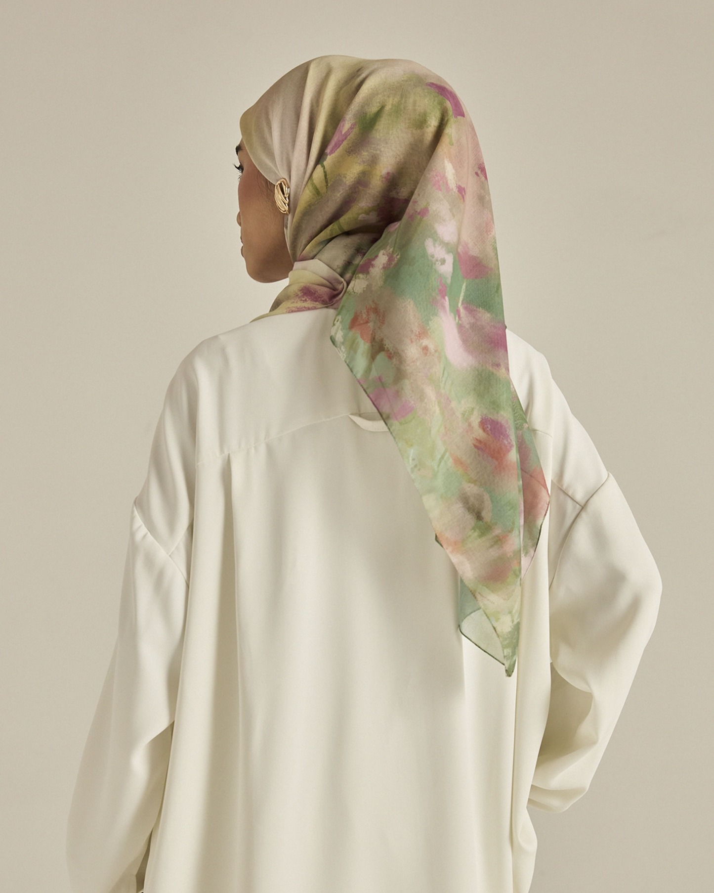 Ethereal Green Square Voile Scarf