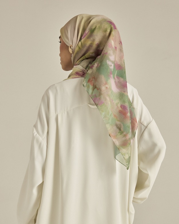 Ethereal Green Square Voile Scarf