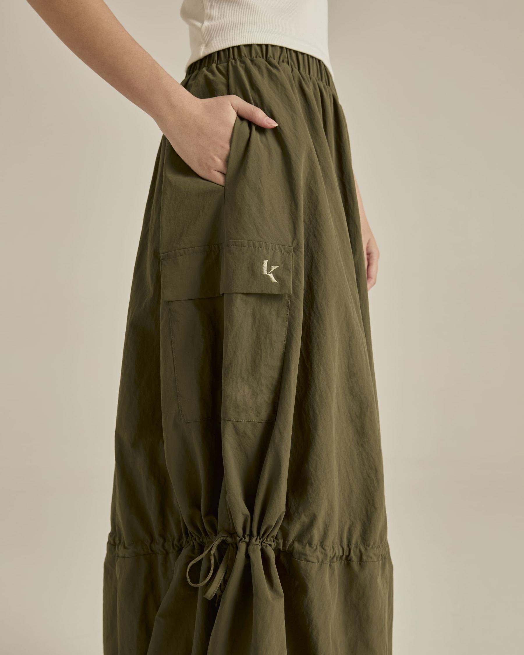 Army Green Balloon Skirt