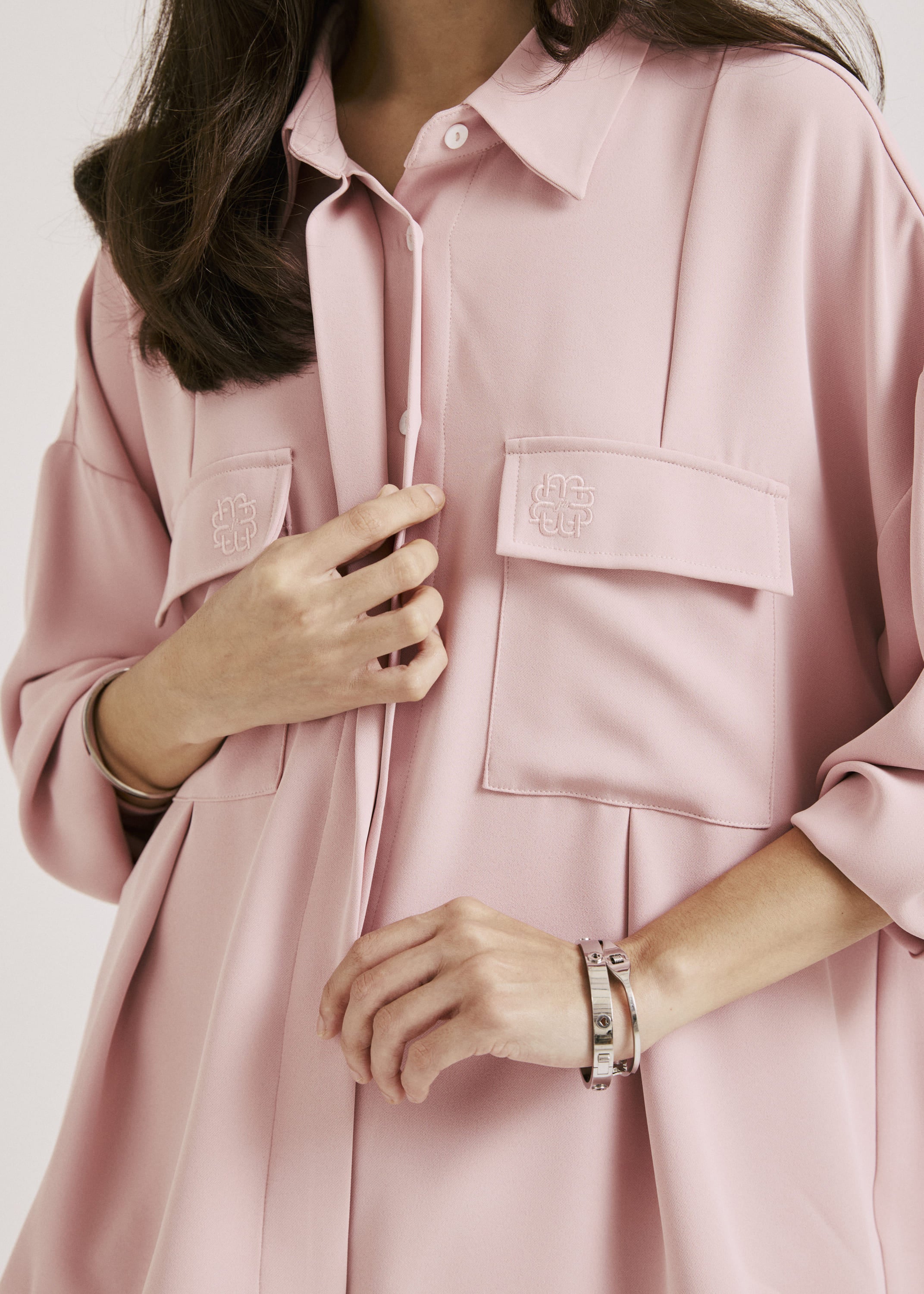 Nadya Baby Pink Monogram Loose Shirt