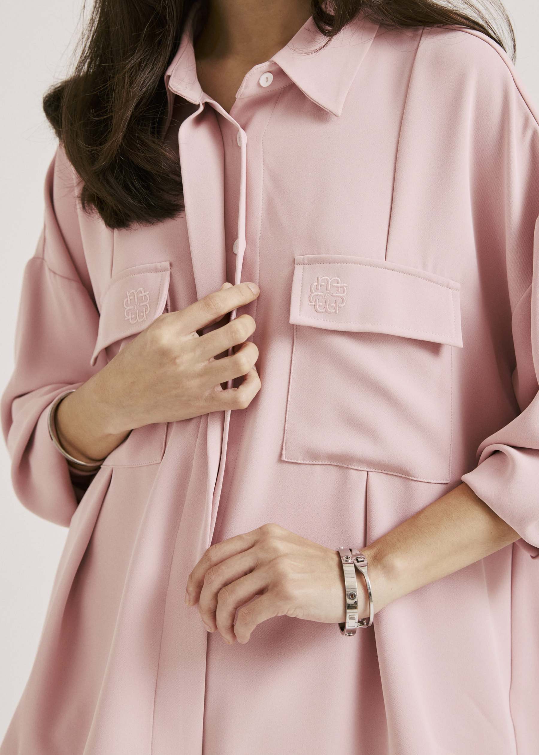 Nadya Baby Pink Monogram Loose Shirt