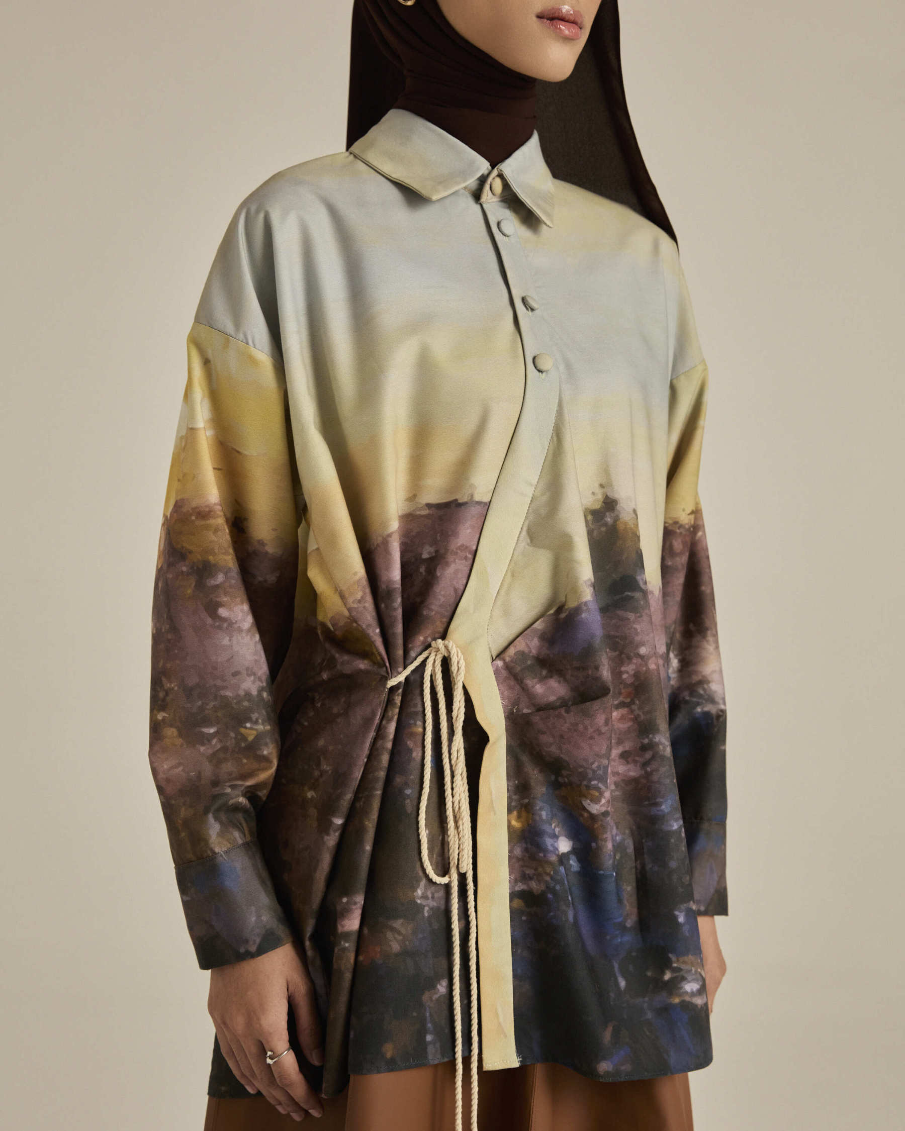 Panorama Sunset Yellow Asymmetric Shirt