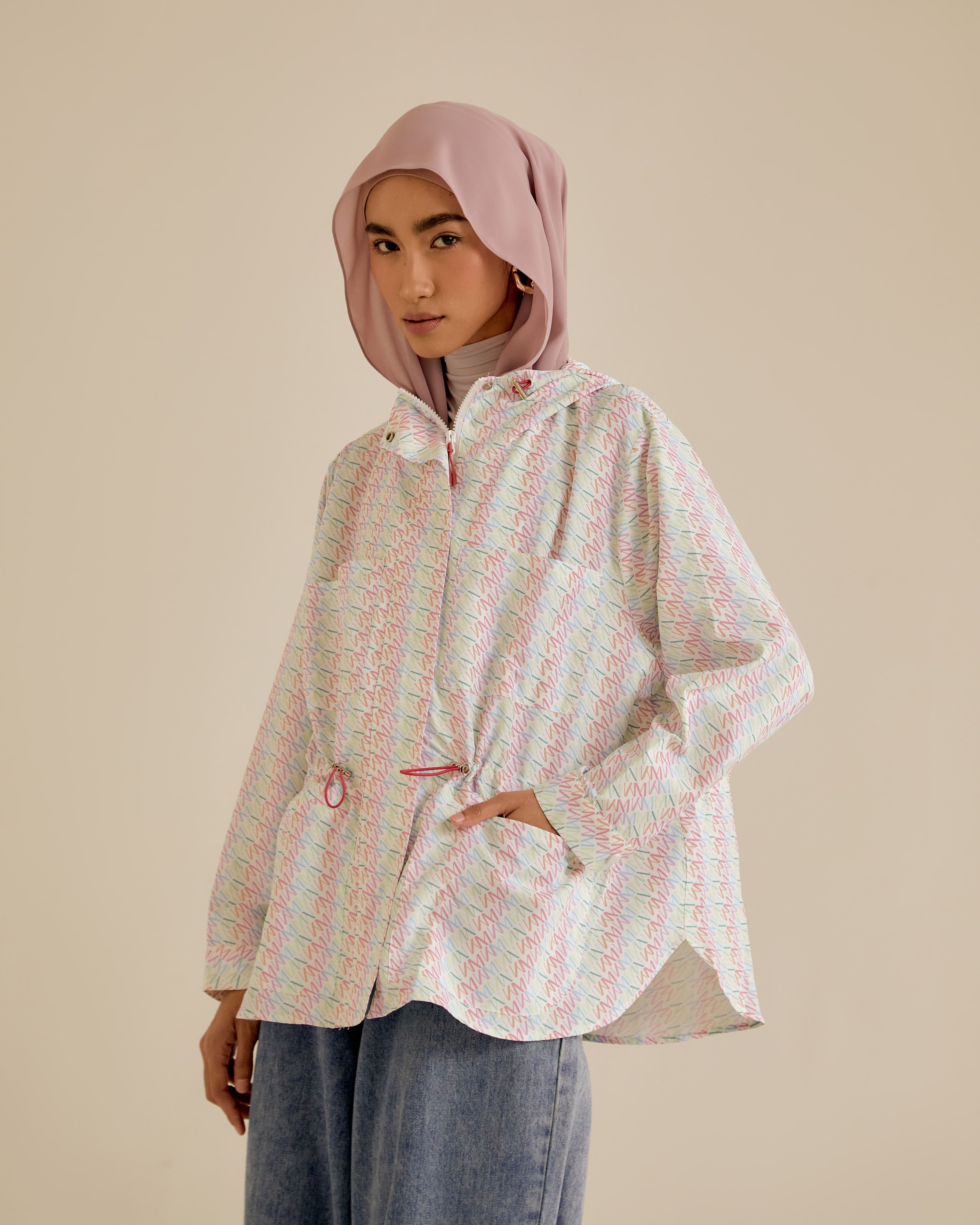 Misha Multi-White Printed Parka Jacket