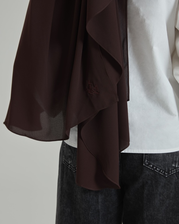 Leya Dark Brown Embroidered Chiffon Shawl