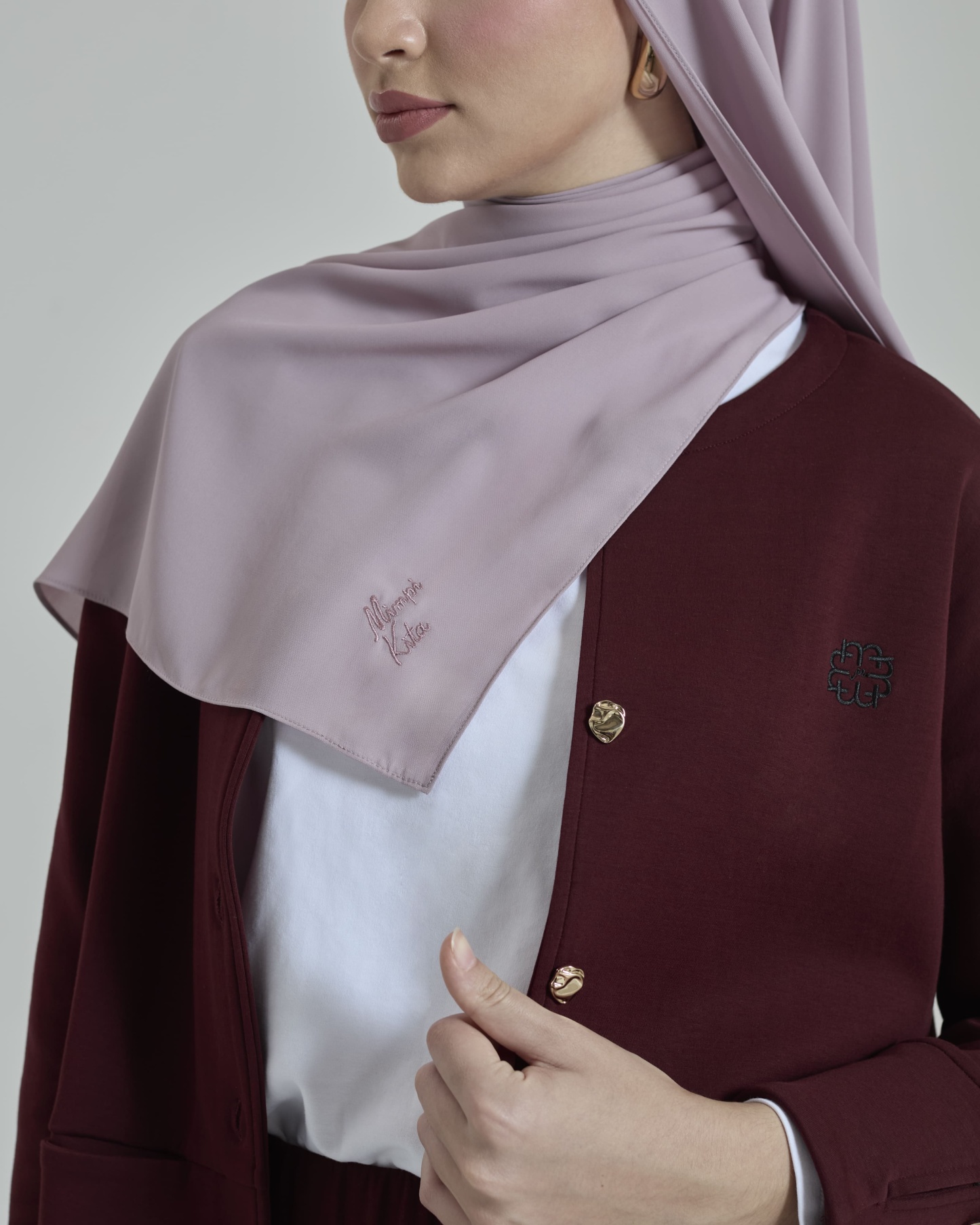 Leya Lavender Embroidered Chiffon Shawl