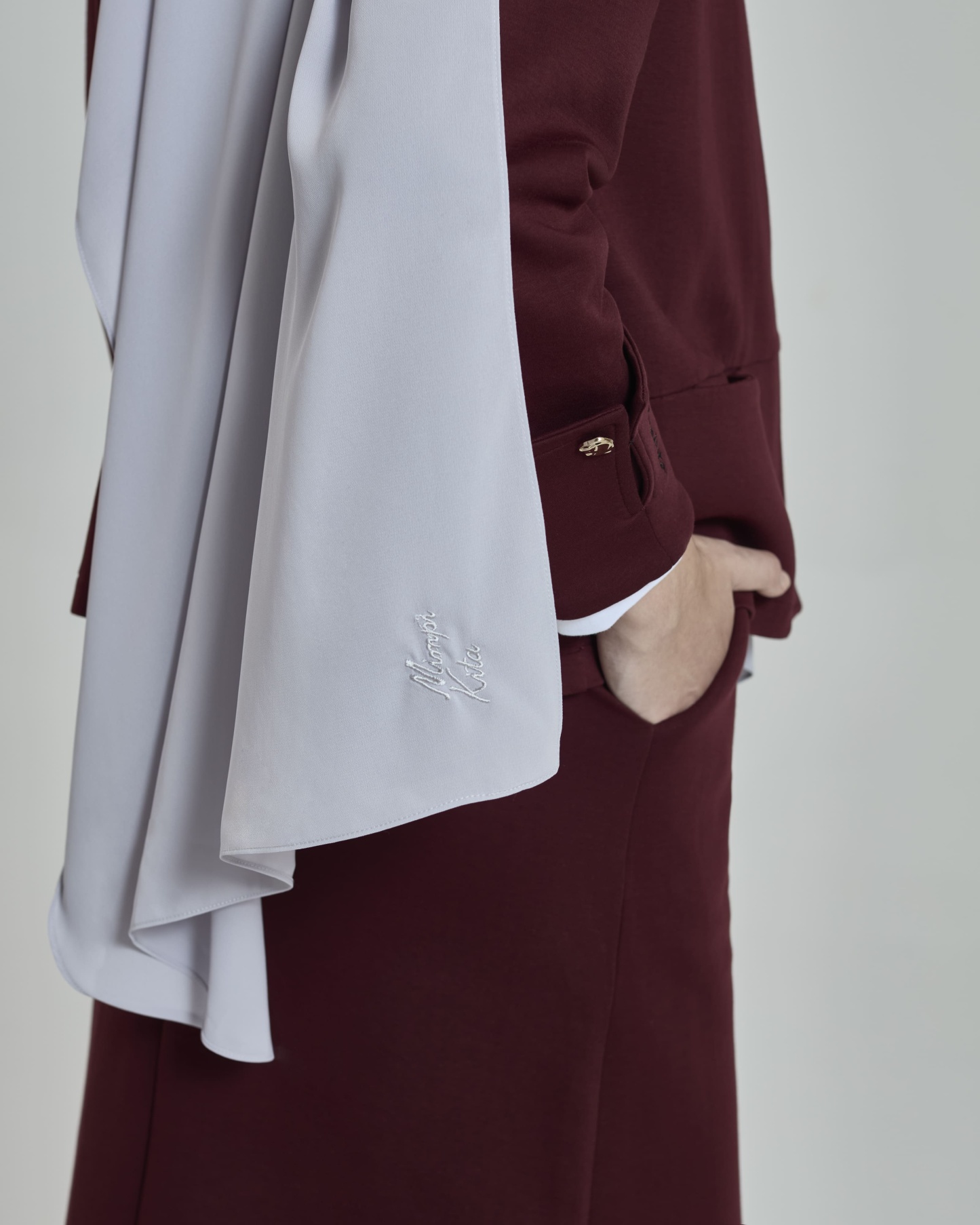 Leya Light Grey Embroidered Chiffon Shawl