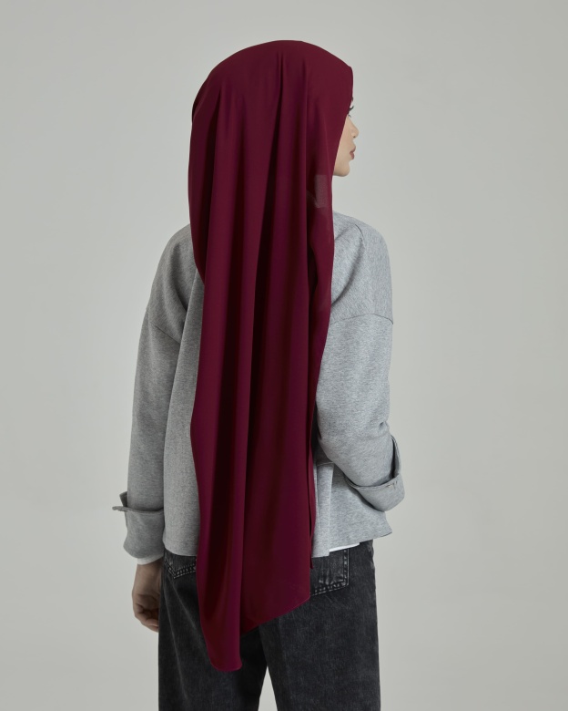 Leya Maroon Embroidered Chiffon Shawl