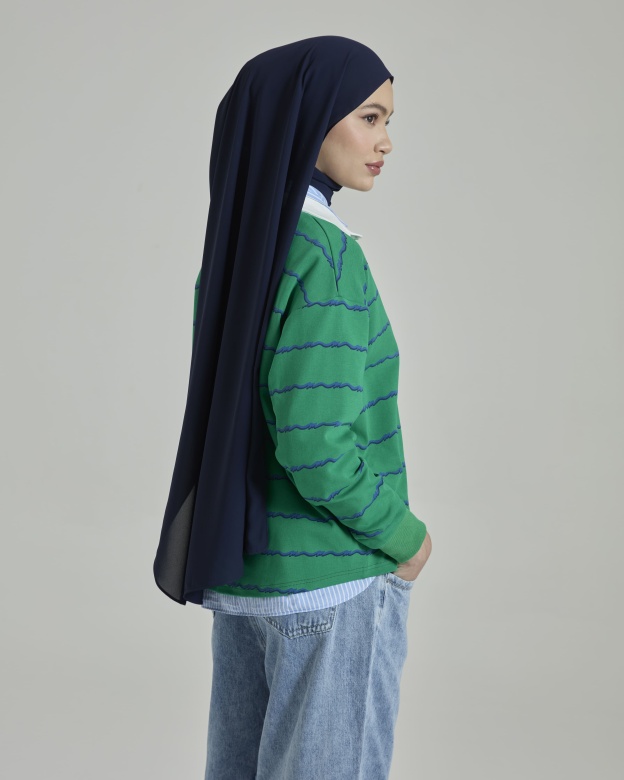 Leya Navy Embroidered Chiffon Shawl
