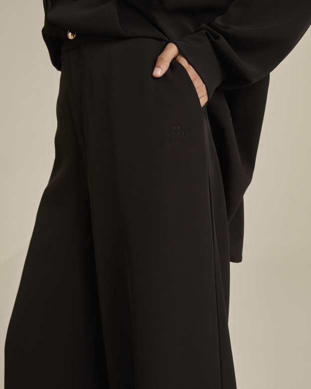 Nadya Black Monogram Loose Pants