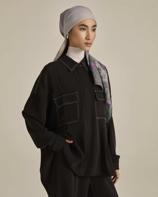 Nadya Black Monogram Loose Shirt