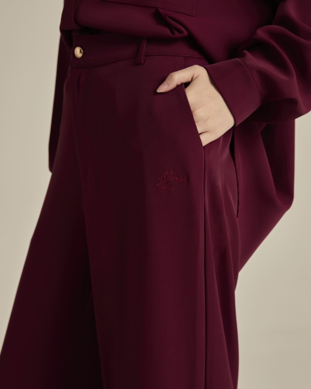 Nadya Plum Monogram Loose Pants