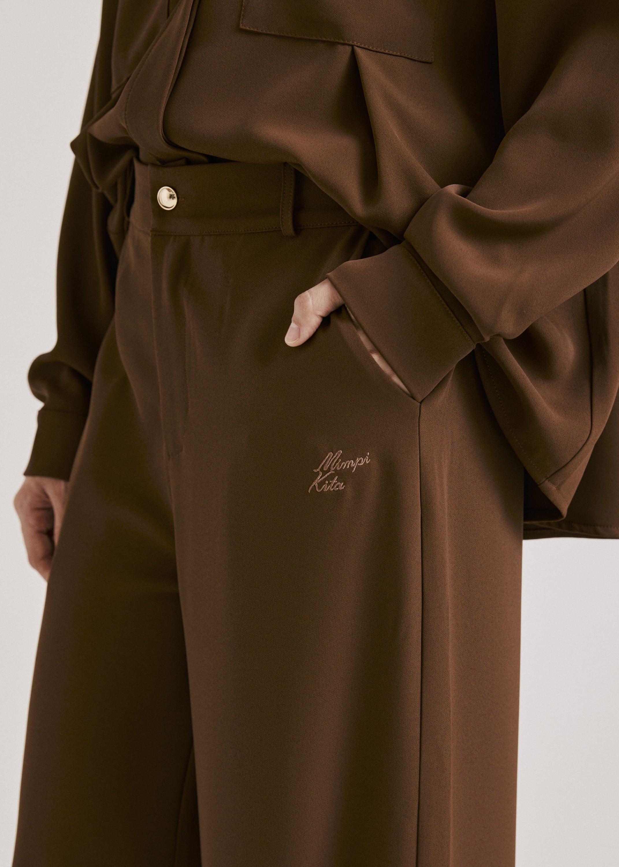 Nadya Deep Brown Monogram Loose Pants
