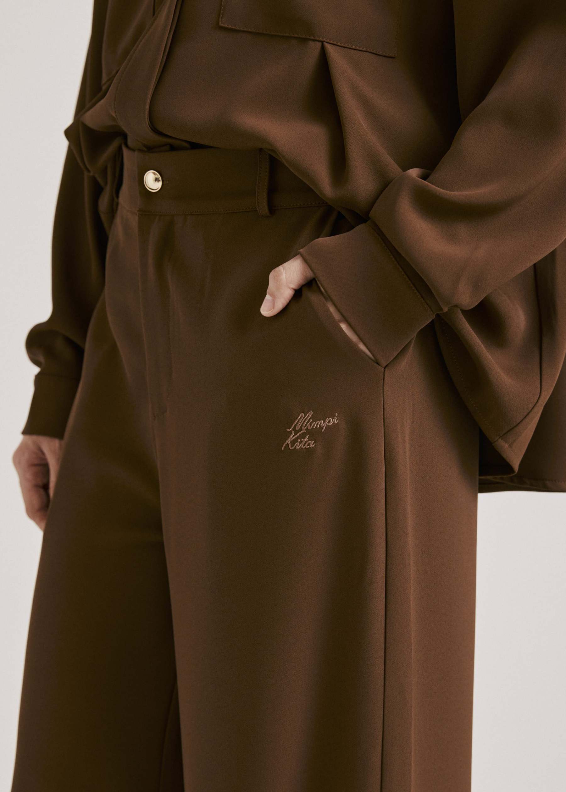 Nadya Deep Brown Monogram Loose Pants