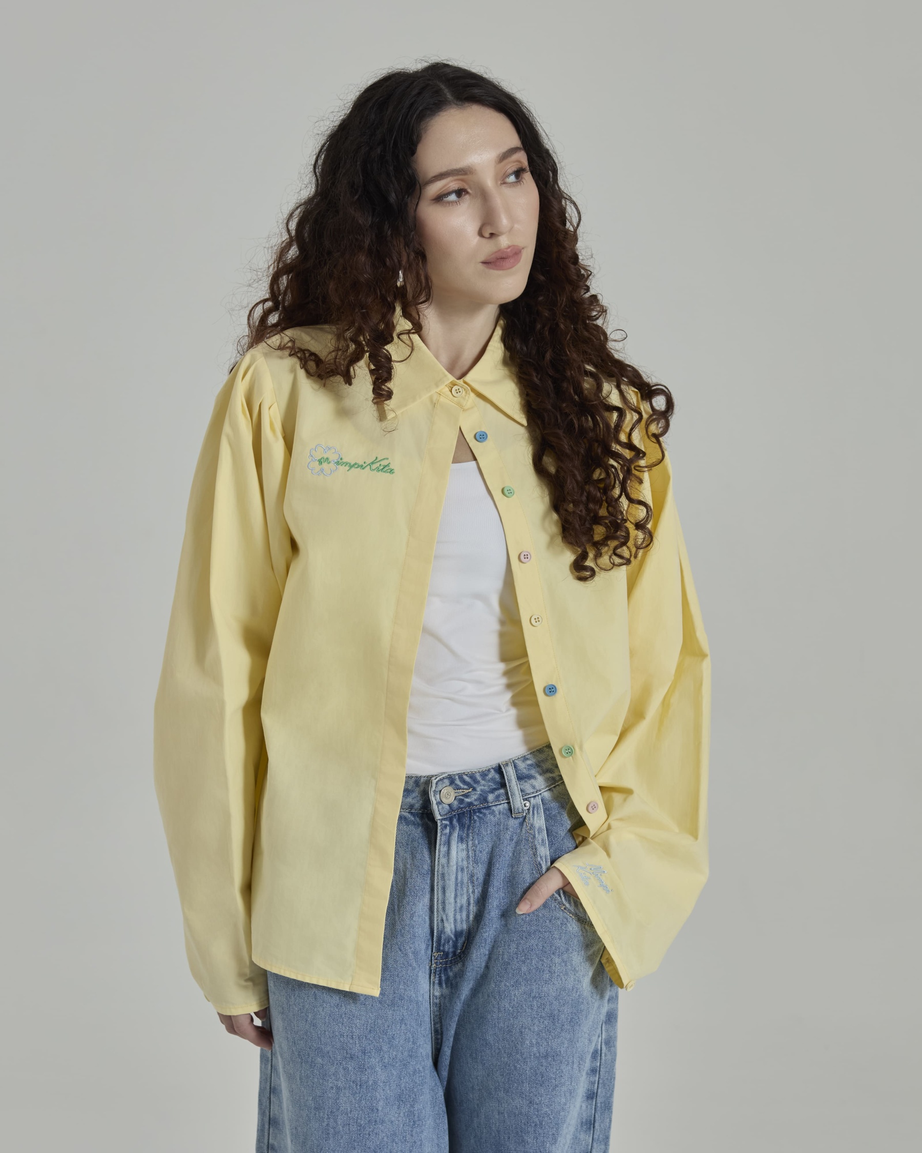 Emily Butter Yellow Solid Puff Sleeves Shirt