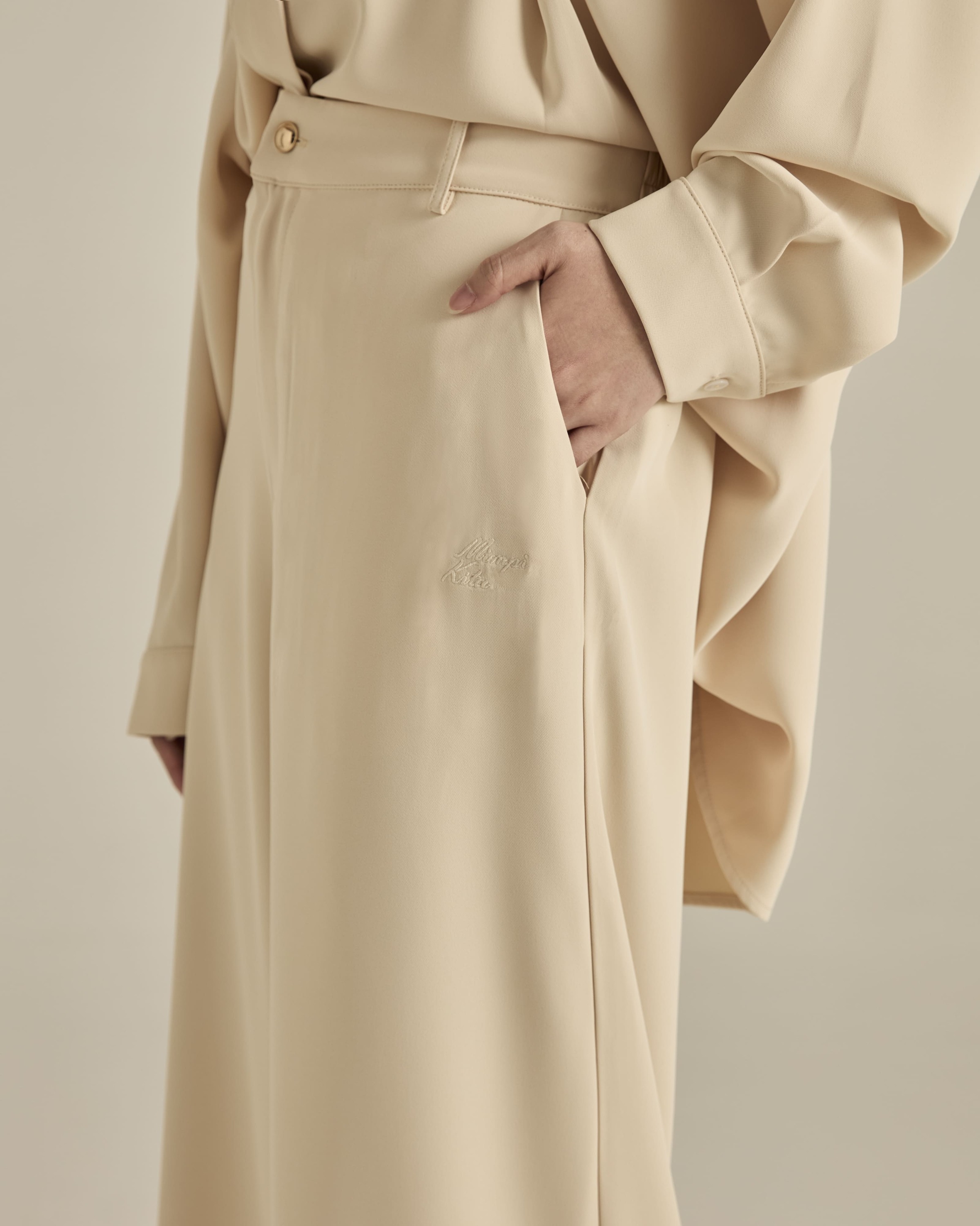 Nadya Soft Beige Monogram Loose Pants