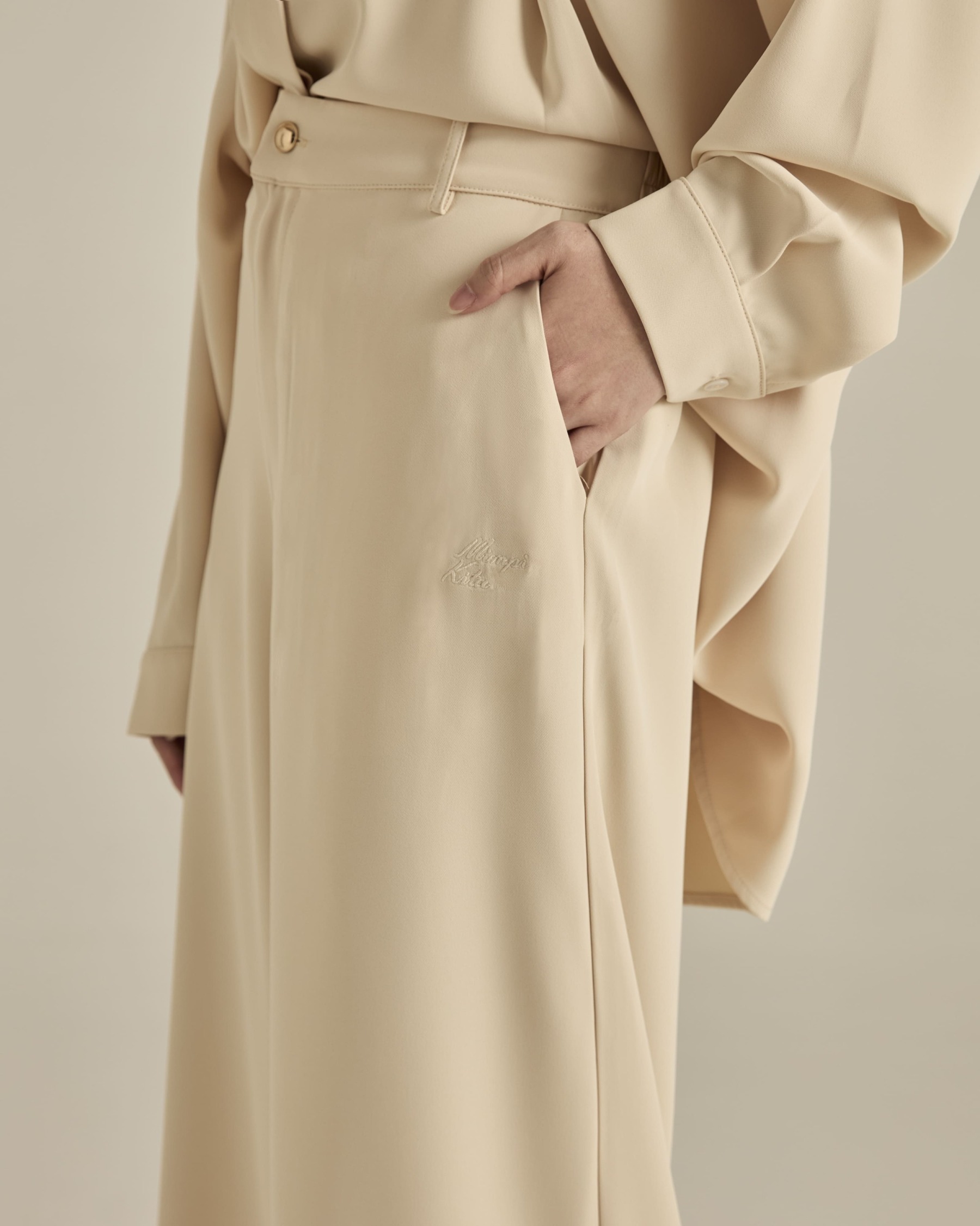 Nadya Soft Beige Monogram Loose Pants