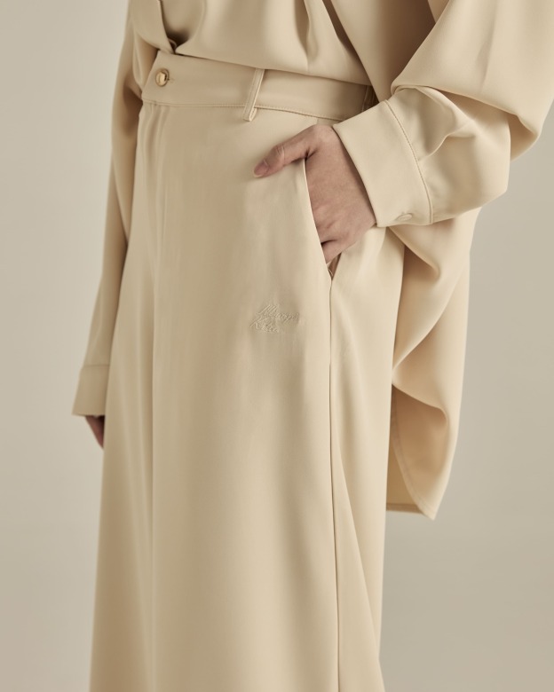 Nadya Soft Beige Monogram Loose Pants