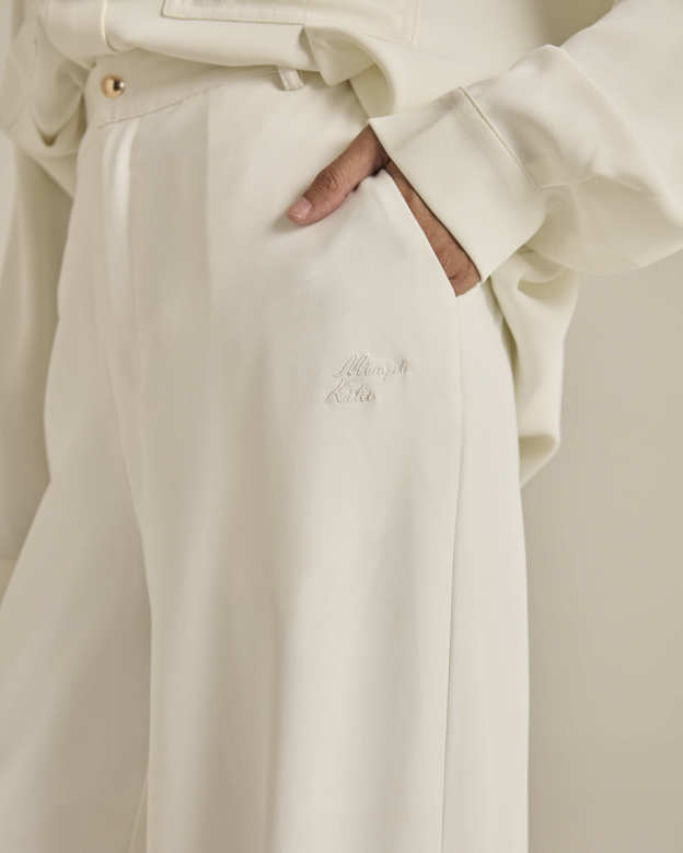 Nadya White Monogram Loose Pants
