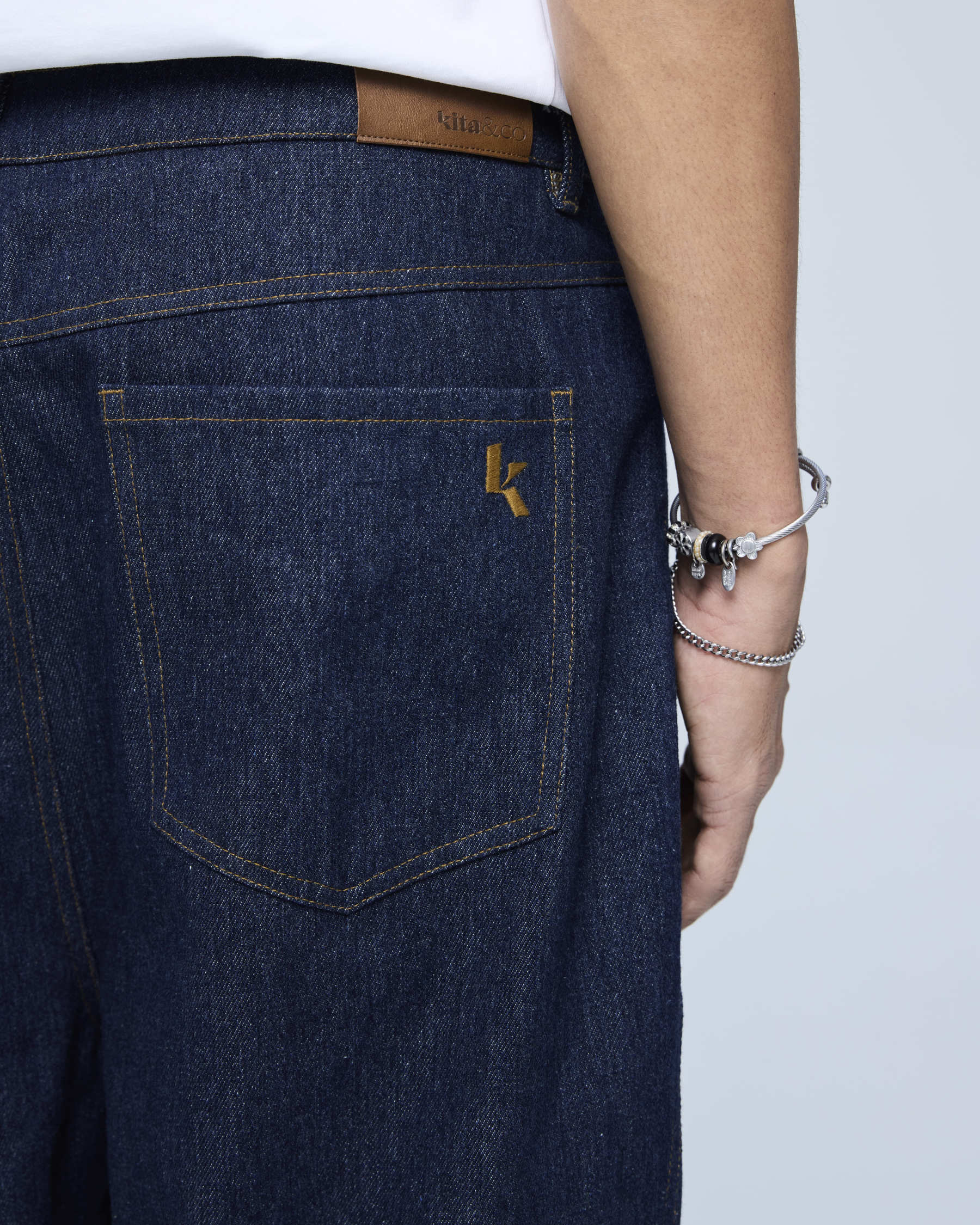Dark Blue Stamp Denim Baggy Jeans