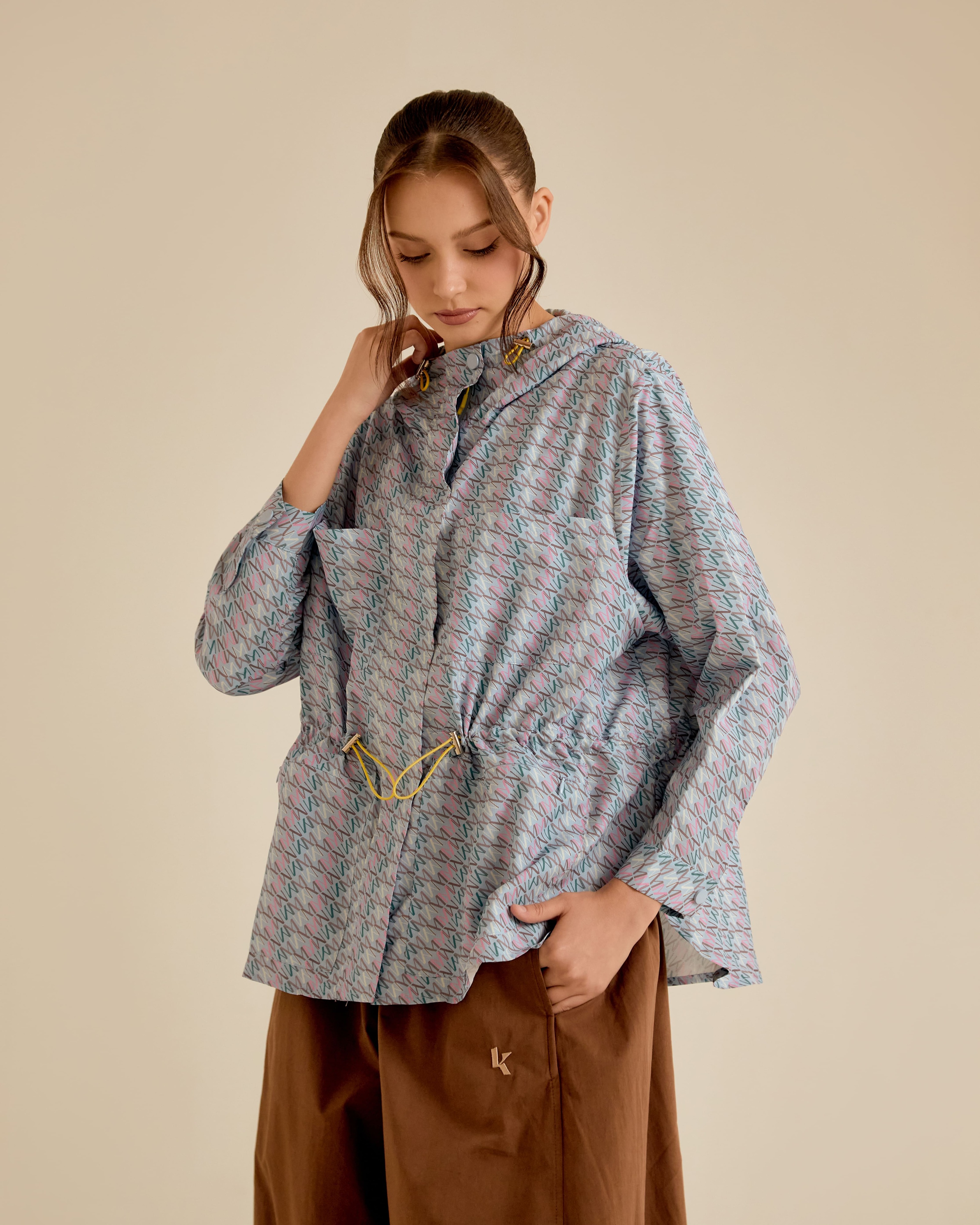 Misha Blue Printed Parka Jacket