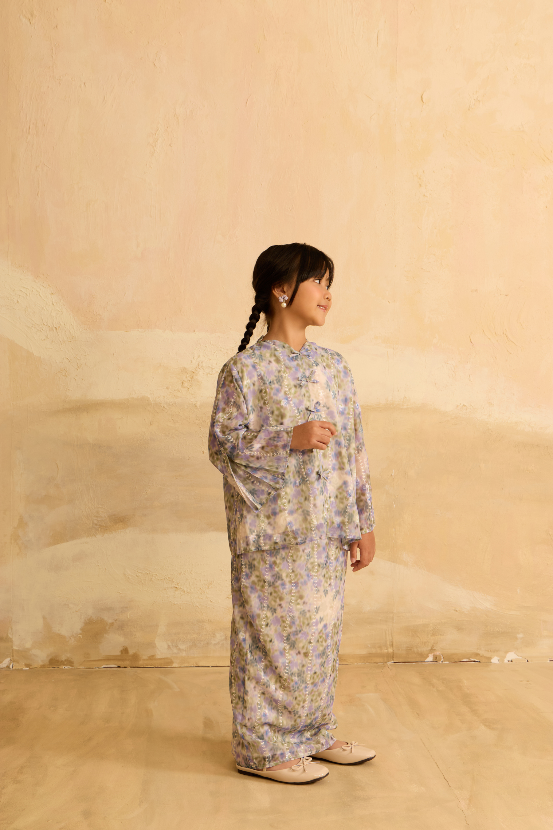 Mini Inara Purple Flora Kurung