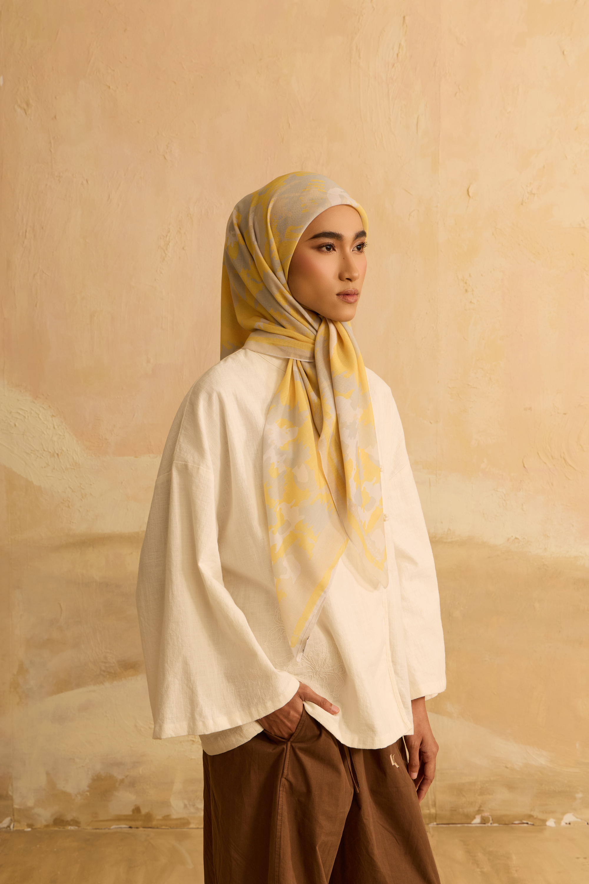 Mimpikita X Elfira Loy Frida Yellow Square Voile Scarf
