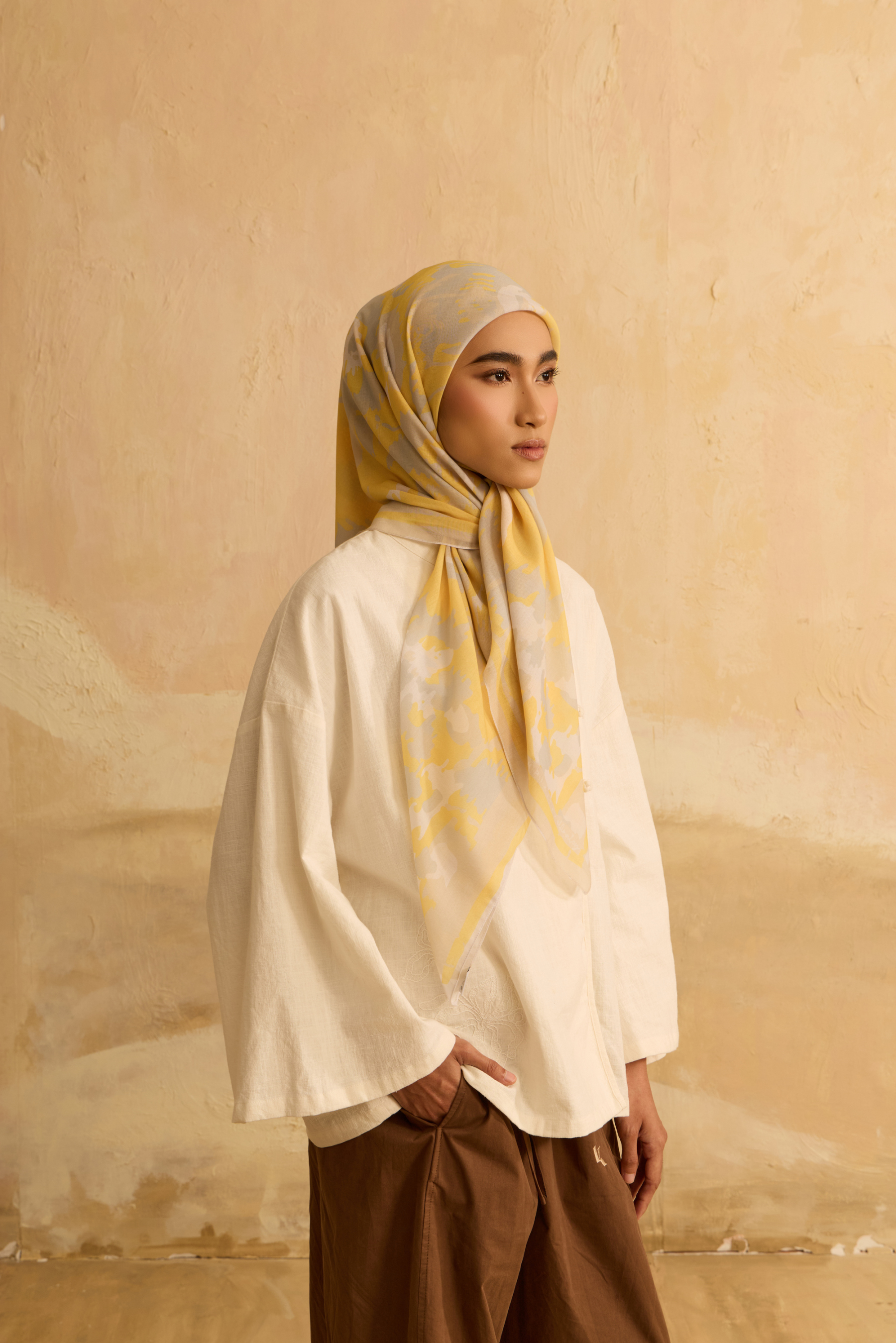 Mimpikita X Elfira Loy Frida Yellow Square Voile Scarf