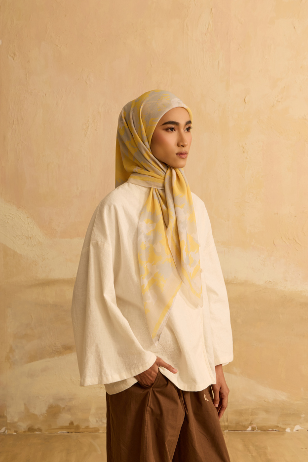 Mimpikita X Elfira Loy Frida Yellow Square Voile Scarf
