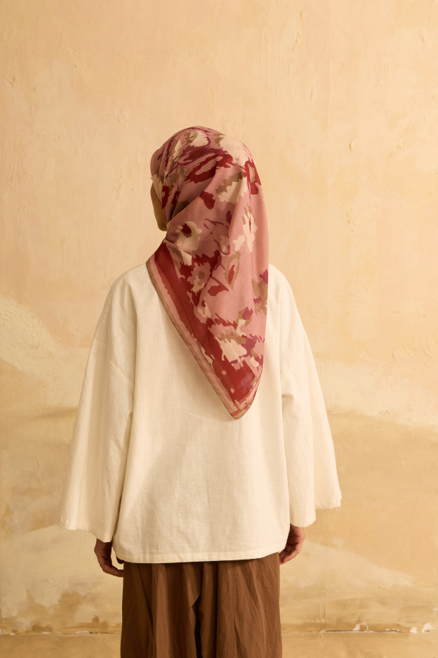 Mimpikita X Elfira Loy Frida Pink Square Voile Scarf