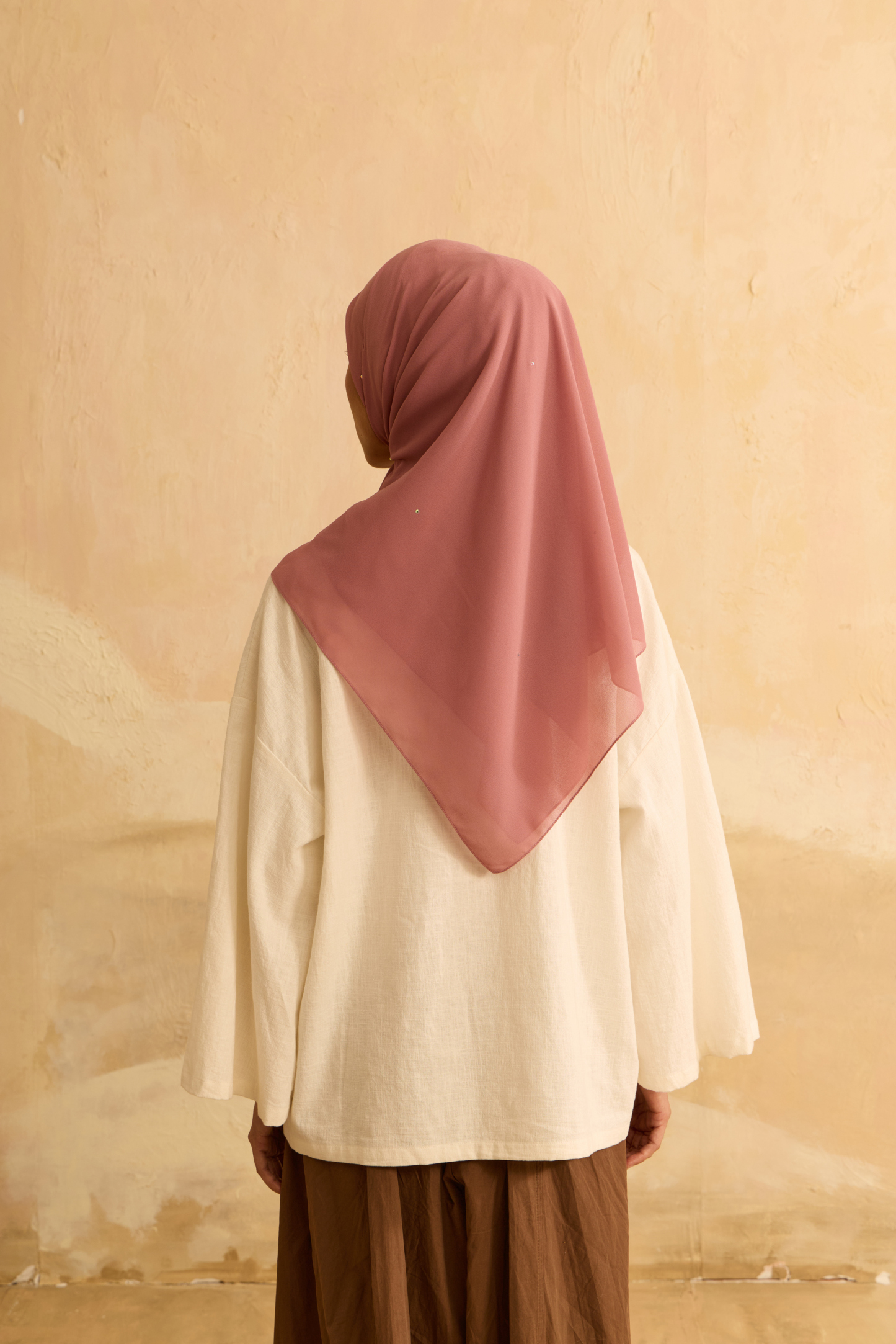 Mimpikita X Elfira Loy Alena Deep Blush Rhinestone Square Chiffon Scarf