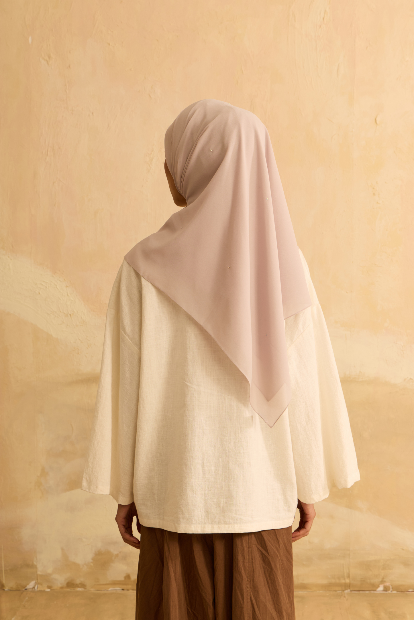 Mimpikita X Elfira Loy Alena Stone Grey Rhinestone Square Chiffon Scarf