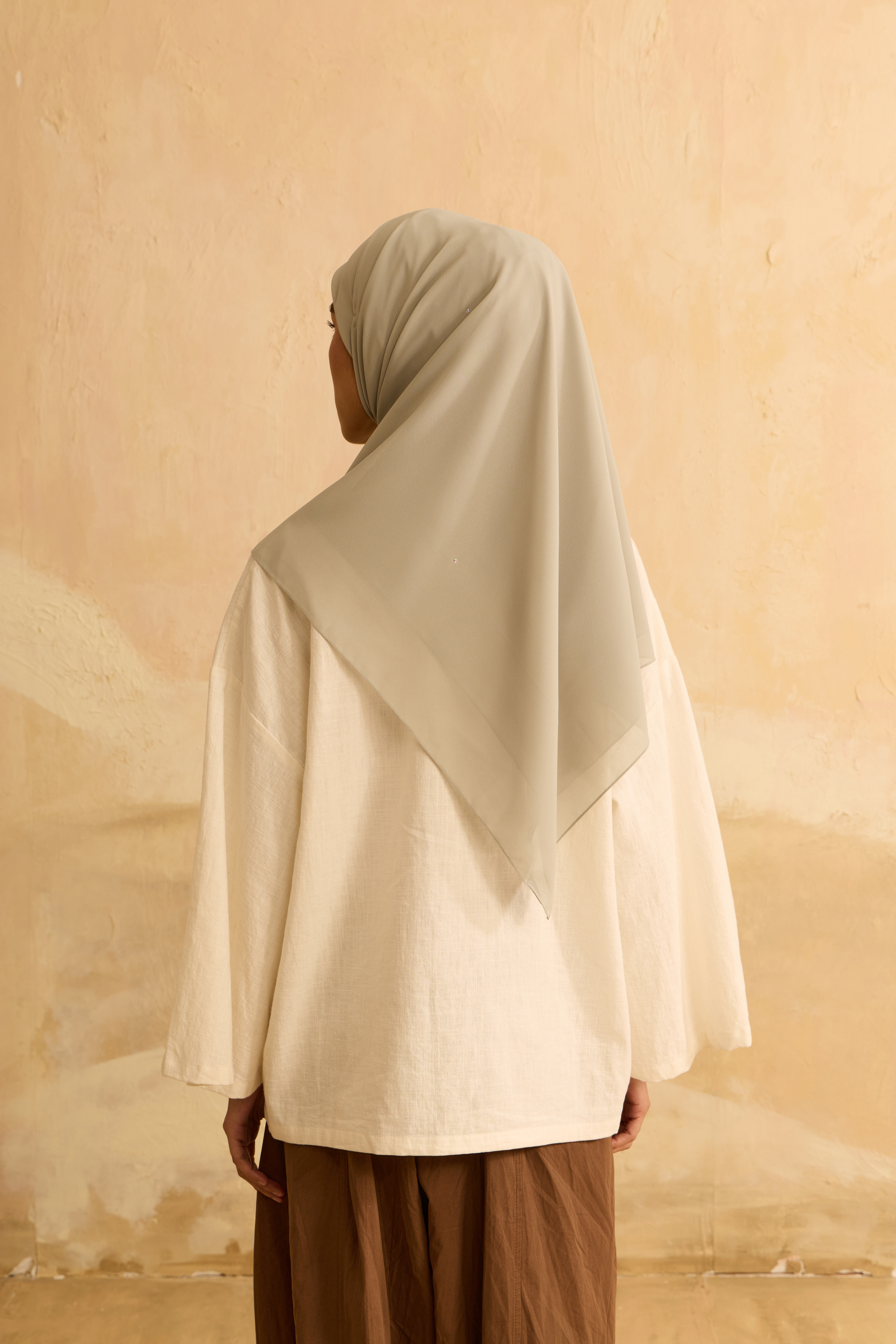 Mimpikita X Elfira Loy Alena Sage Green Rhinestone Square Chiffon Scarf