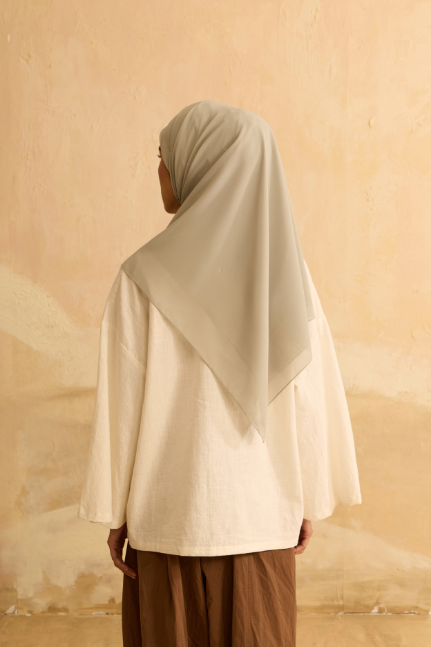 Mimpikita X Elfira Loy Alena Sage Green Rhinestone Square Chiffon Scarf