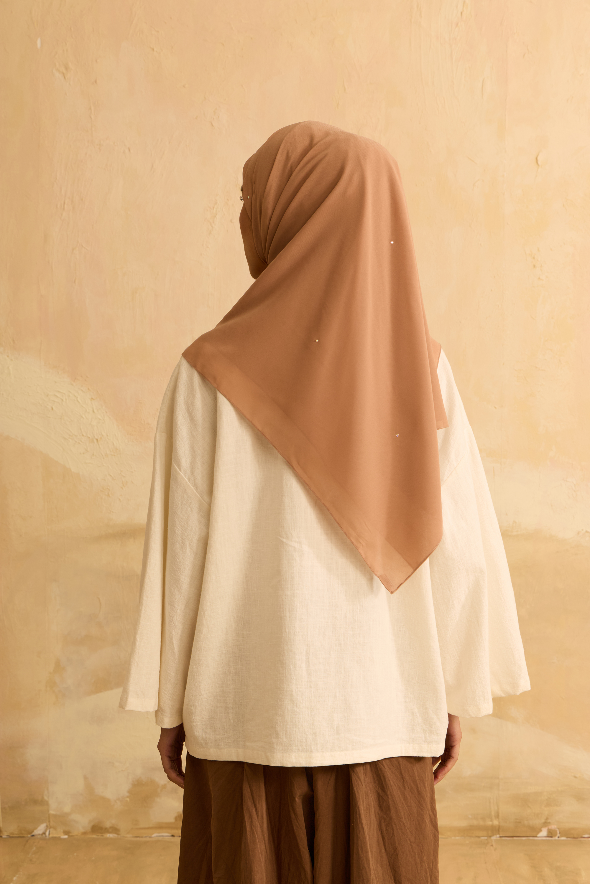 Mimpikita X Elfira Loy Alena Almond Rhinestone Square Chiffon Scarf