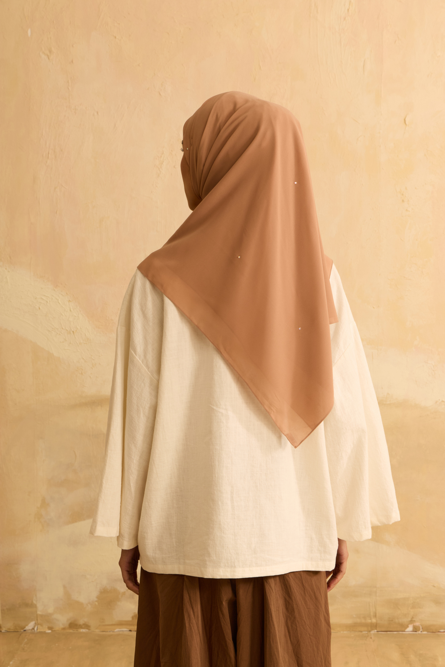 Mimpikita X Elfira Loy Alena Almond Rhinestone Square Chiffon Scarf