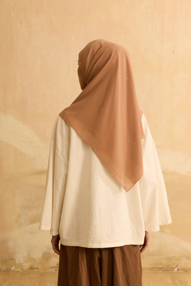 Mimpikita X Elfira Loy Alena Almond Rhinestone Square Chiffon Scarf